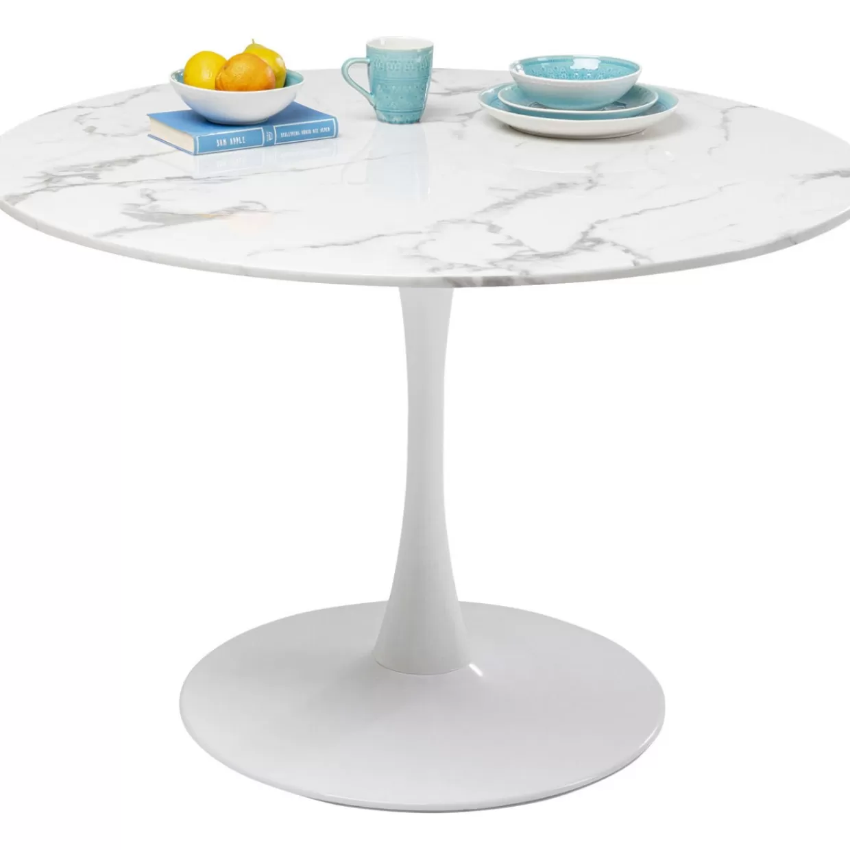 Tavolo design KARE in marmo Bianco Veneto - Diametro 110 cm per interni contemporanei