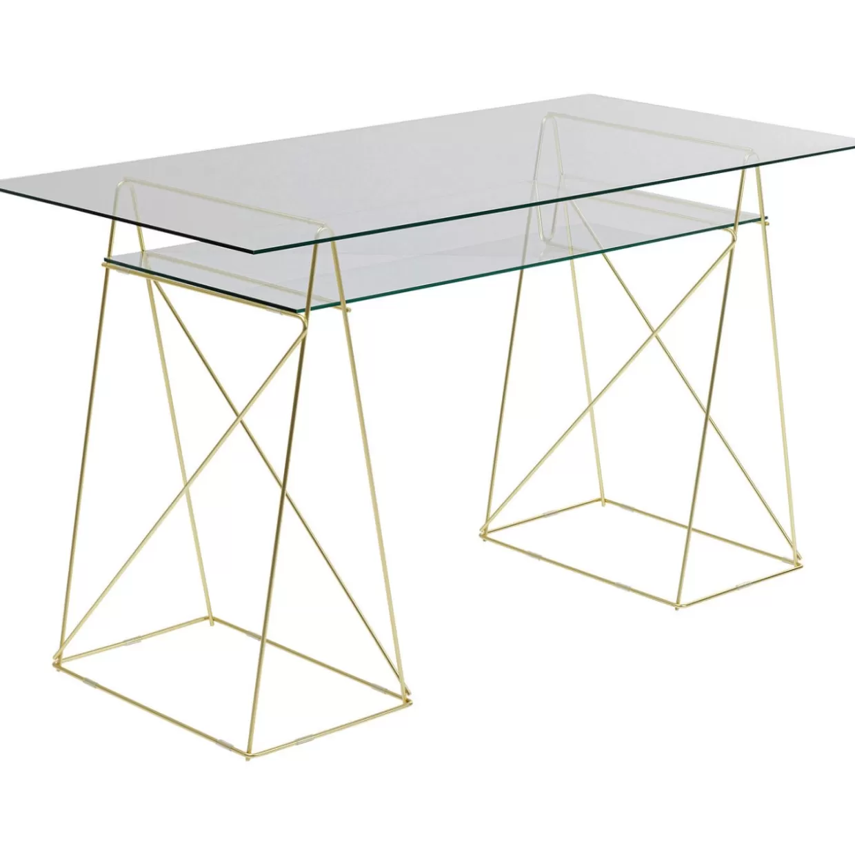 KARE Design - Tavolo Elegante con Gambe Polar in Ottone Opaco, Set da 2 Pezzi 31x49 cm
