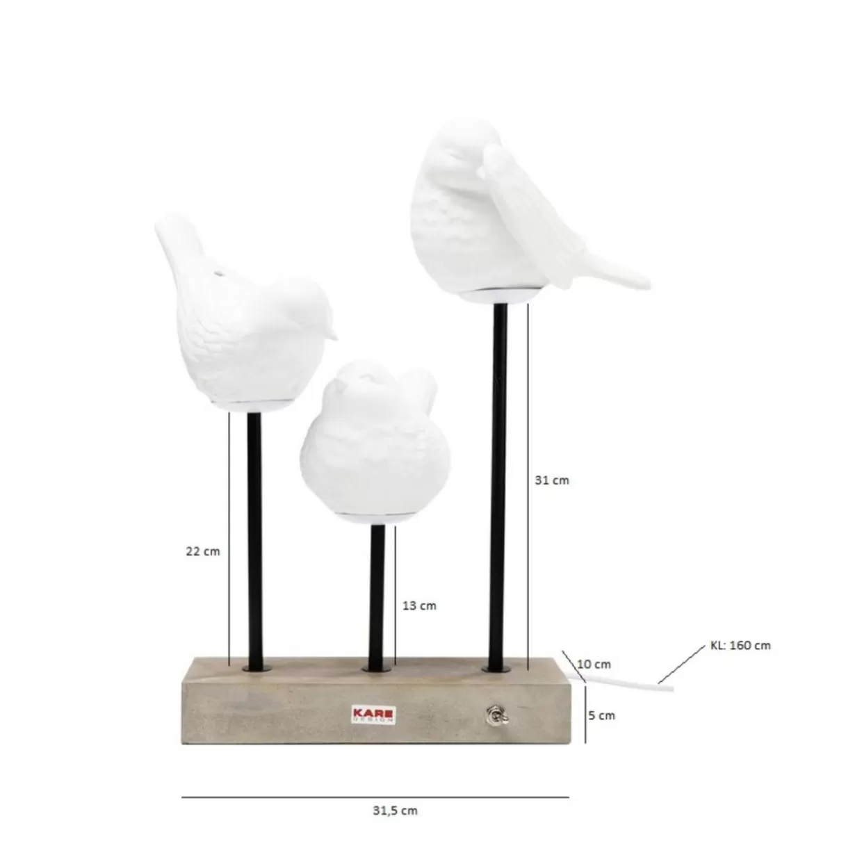 Lampada da Tavolo Creativa con Uccelli Decorativi - Illuminazione LED Moderna KARE Design per Ambienti con Stile