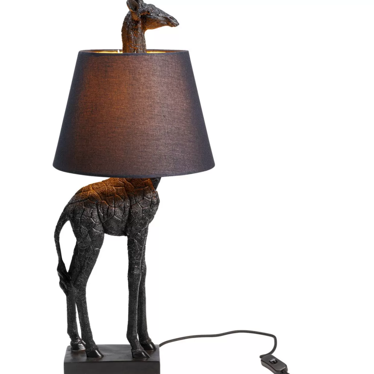 Lampada da Tavolo Giraffa Stilizzata in Nero Opaco - Design Moderno per Arredamento