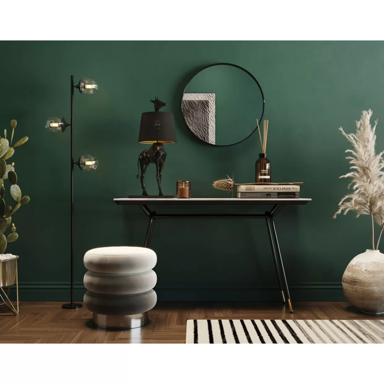 Lampada da Tavolo Giraffa Stilizzata in Nero Opaco - Design Moderno per Arredamento