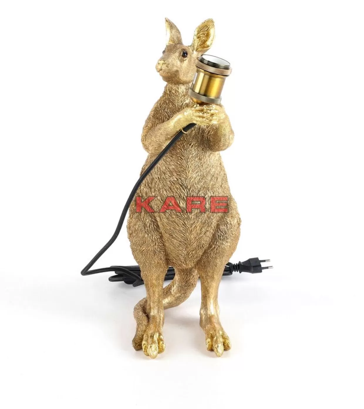 Lampada decorativa KANGAROO in stile moderno - Scultura illuminata a forma di canguro dorato, altezza 46 cm per arredo contemporaneo | Design esclusivo KARE