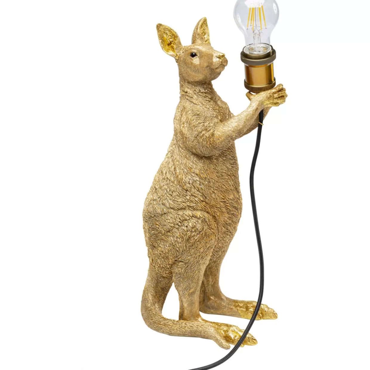 Lampada decorativa KANGAROO in stile moderno - Scultura illuminata a forma di canguro dorato, altezza 46 cm per arredo contemporaneo | Design esclusivo KARE