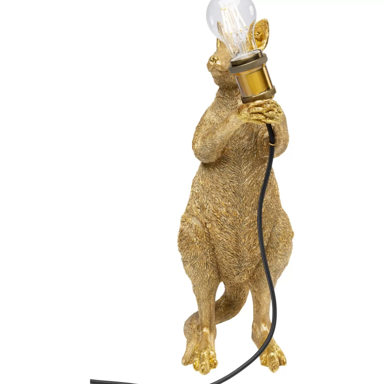 Lampada decorativa KANGAROO in stile moderno - Scultura illuminata a forma di canguro dorato, altezza 46 cm per arredo contemporaneo | Design esclusivo KARE