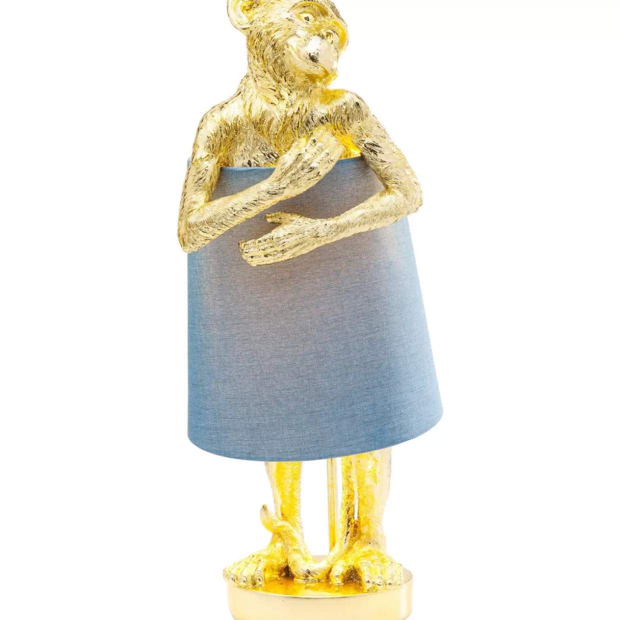 Lampada da Tavolo KARE Design Scimmia Animale in Stile Moderno - Decorazione Oro e Blu per Interni