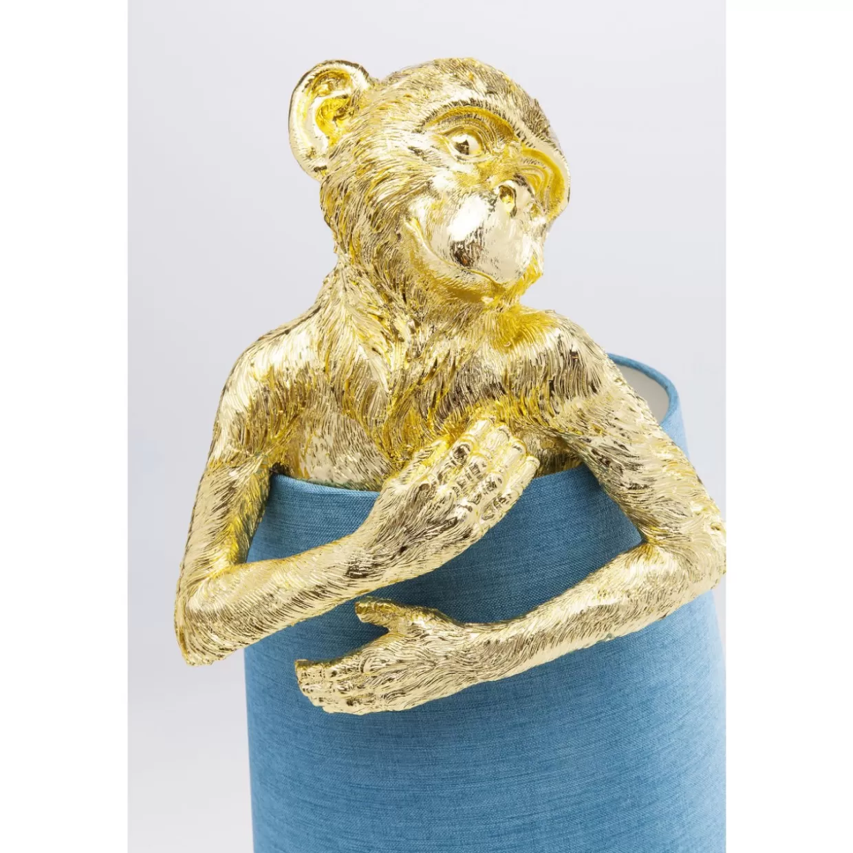 Lampada da Tavolo KARE Design Scimmia Animale in Stile Moderno - Decorazione Oro e Blu per Interni