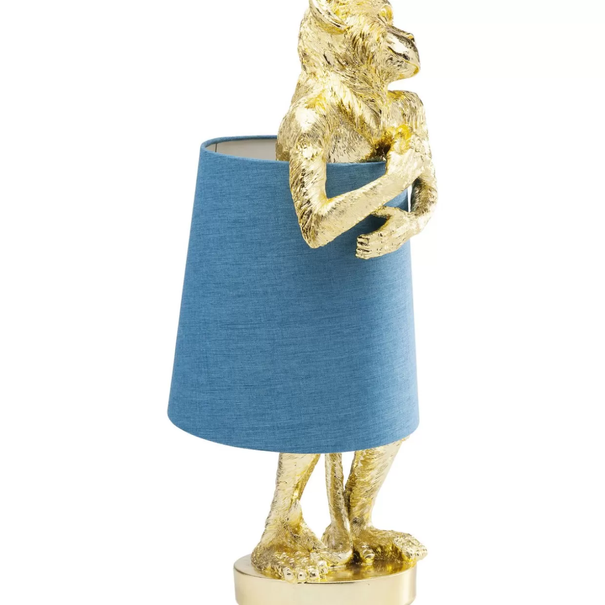 Lampada da Tavolo KARE Design Scimmia Animale in Stile Moderno - Decorazione Oro e Blu per Interni