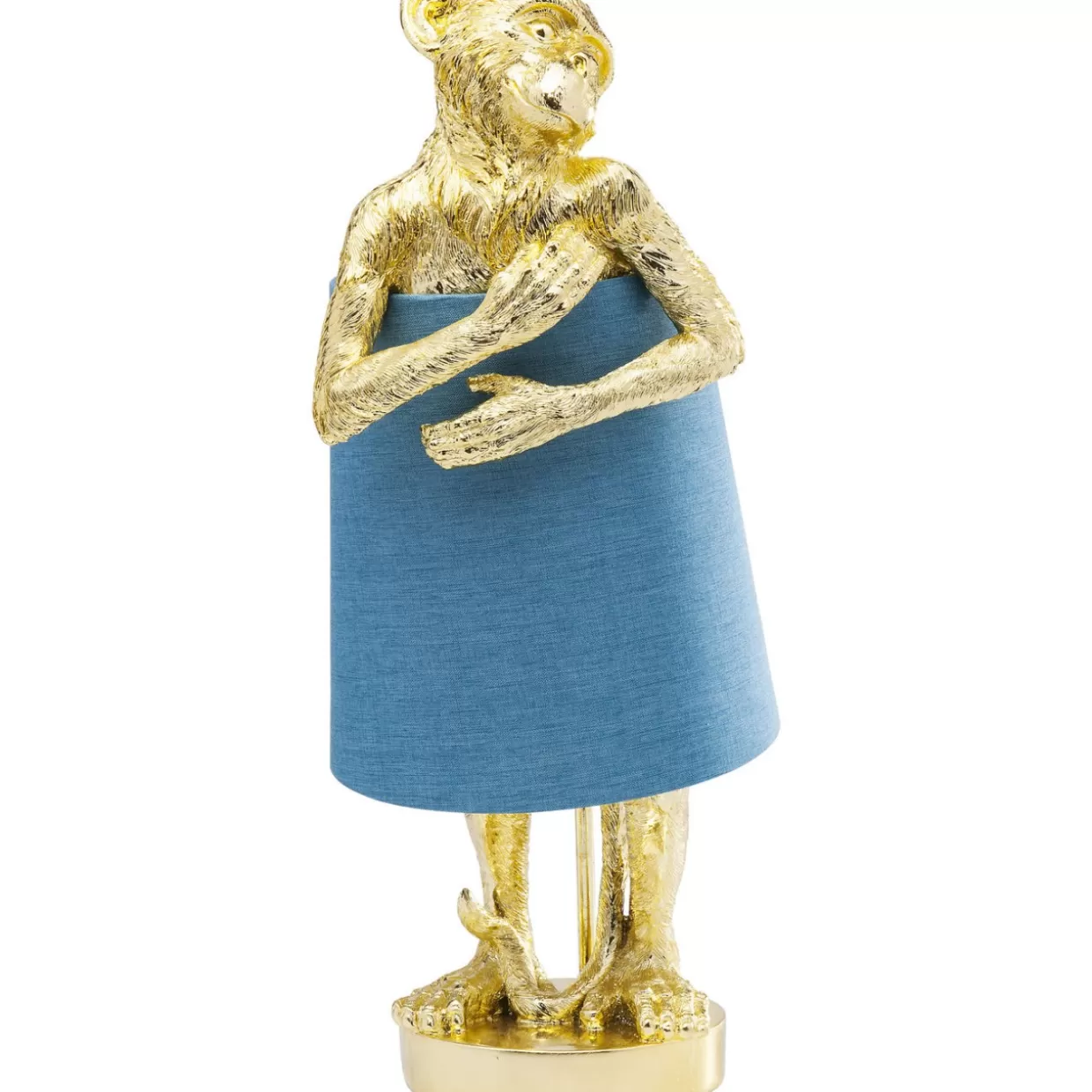 Lampada da Tavolo KARE Design Scimmia Animale in Stile Moderno - Decorazione Oro e Blu per Interni