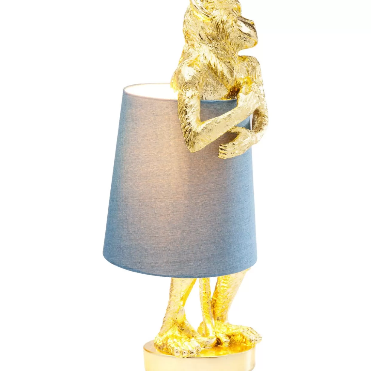 Lampada da Tavolo KARE Design Scimmia Animale in Stile Moderno - Decorazione Oro e Blu per Interni