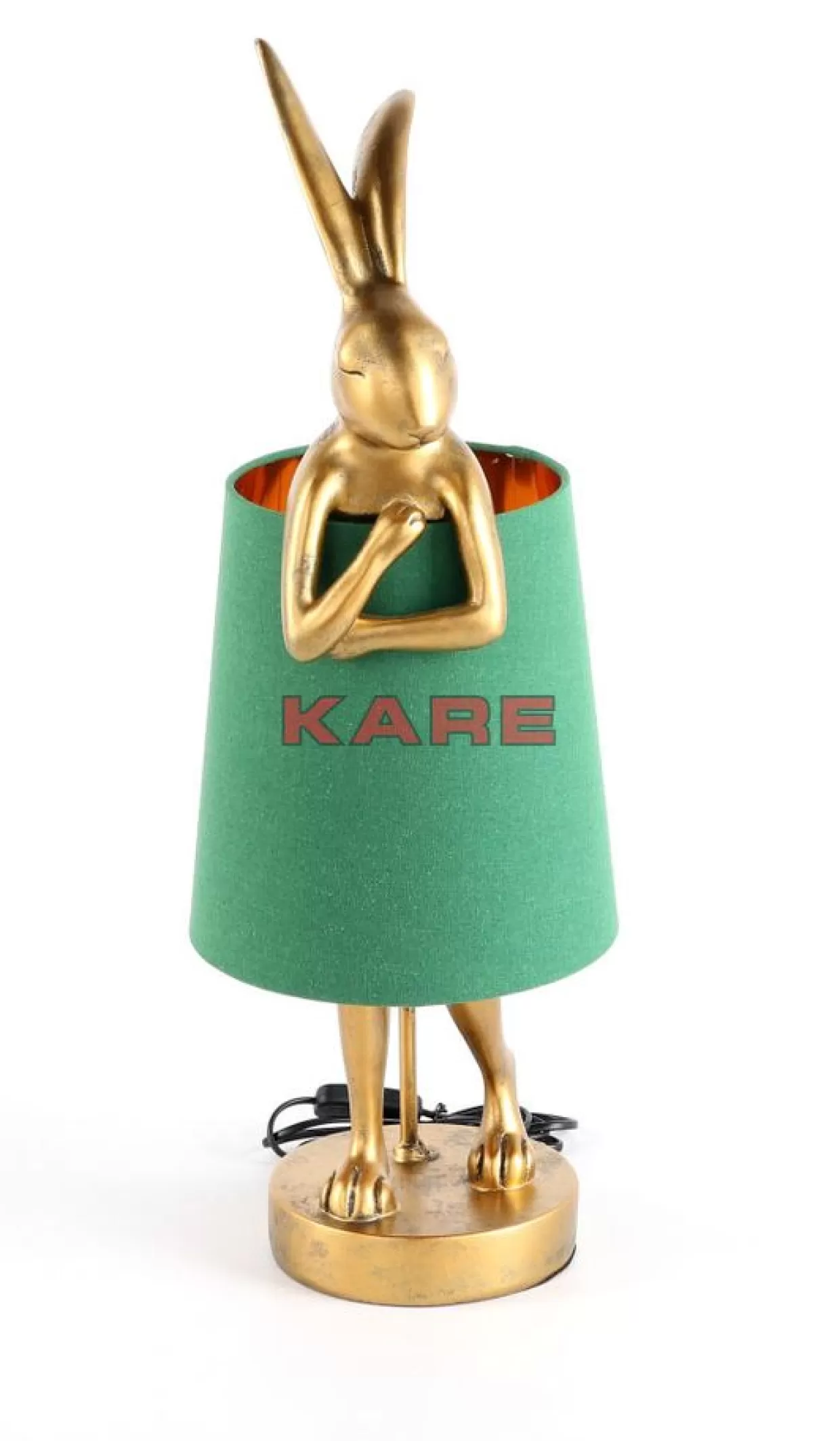 Lampada da Tavolo Elegante con Design Moderno a Forma di Coniglio in Tonalità Oro e Verde, Altezza 68 cm per Arredamento Contemporaneo