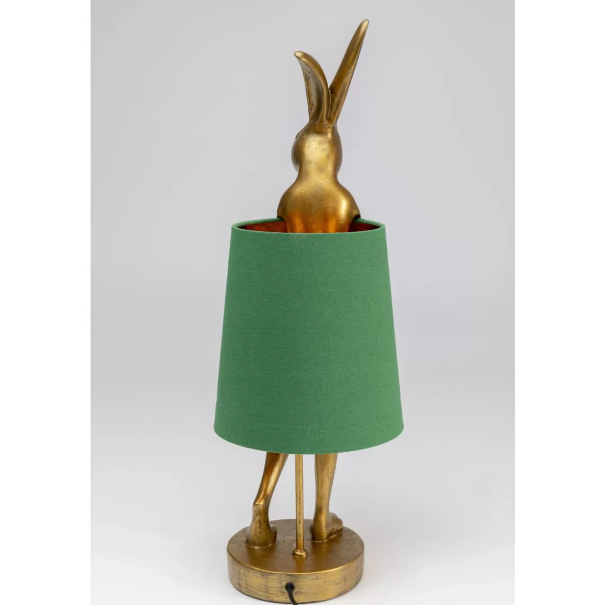 Lampada da Tavolo Elegante con Design Moderno a Forma di Coniglio in Tonalità Oro e Verde, Altezza 68 cm per Arredamento Contemporaneo