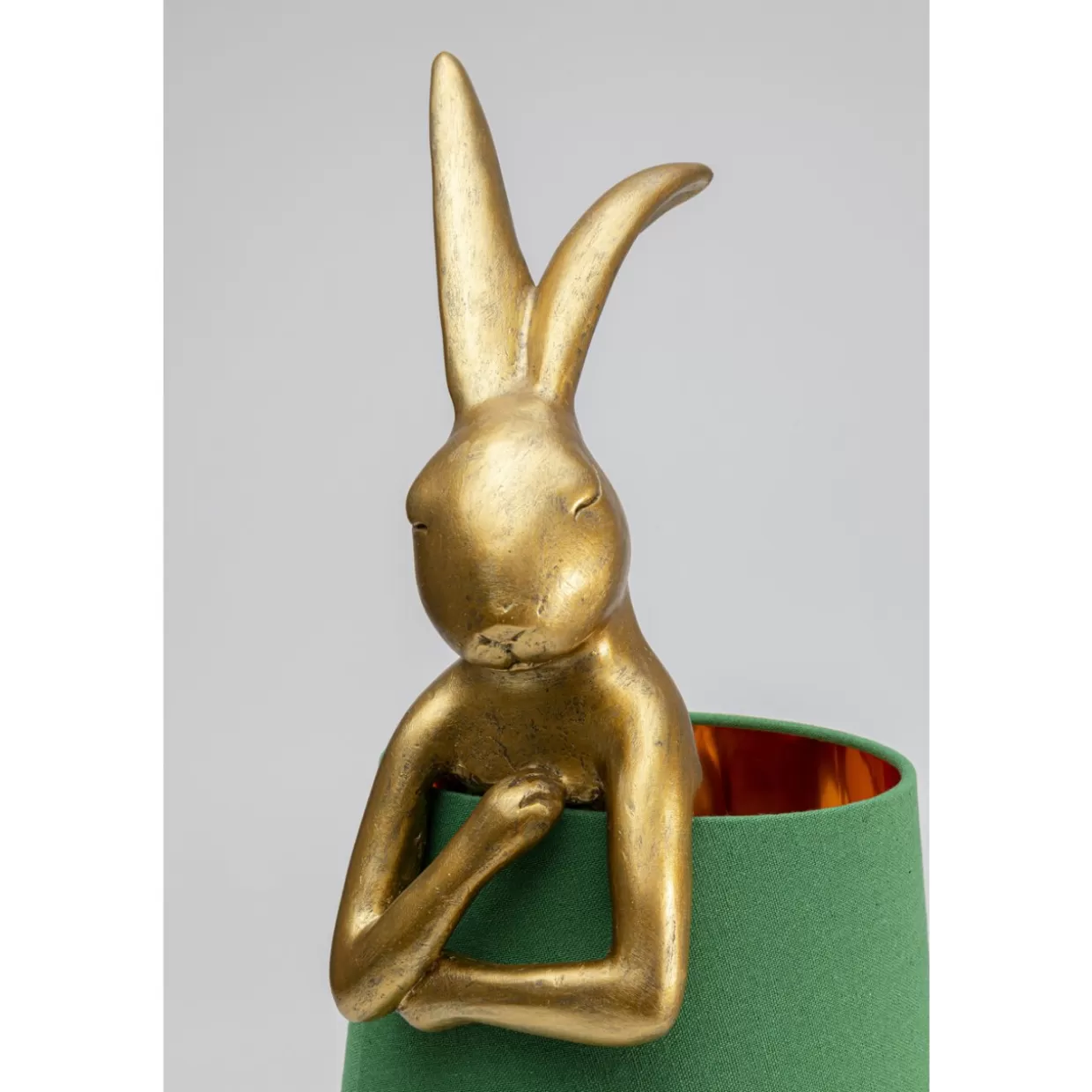 Lampada da Tavolo Elegante con Design Moderno a Forma di Coniglio in Tonalità Oro e Verde, Altezza 68 cm per Arredamento Contemporaneo