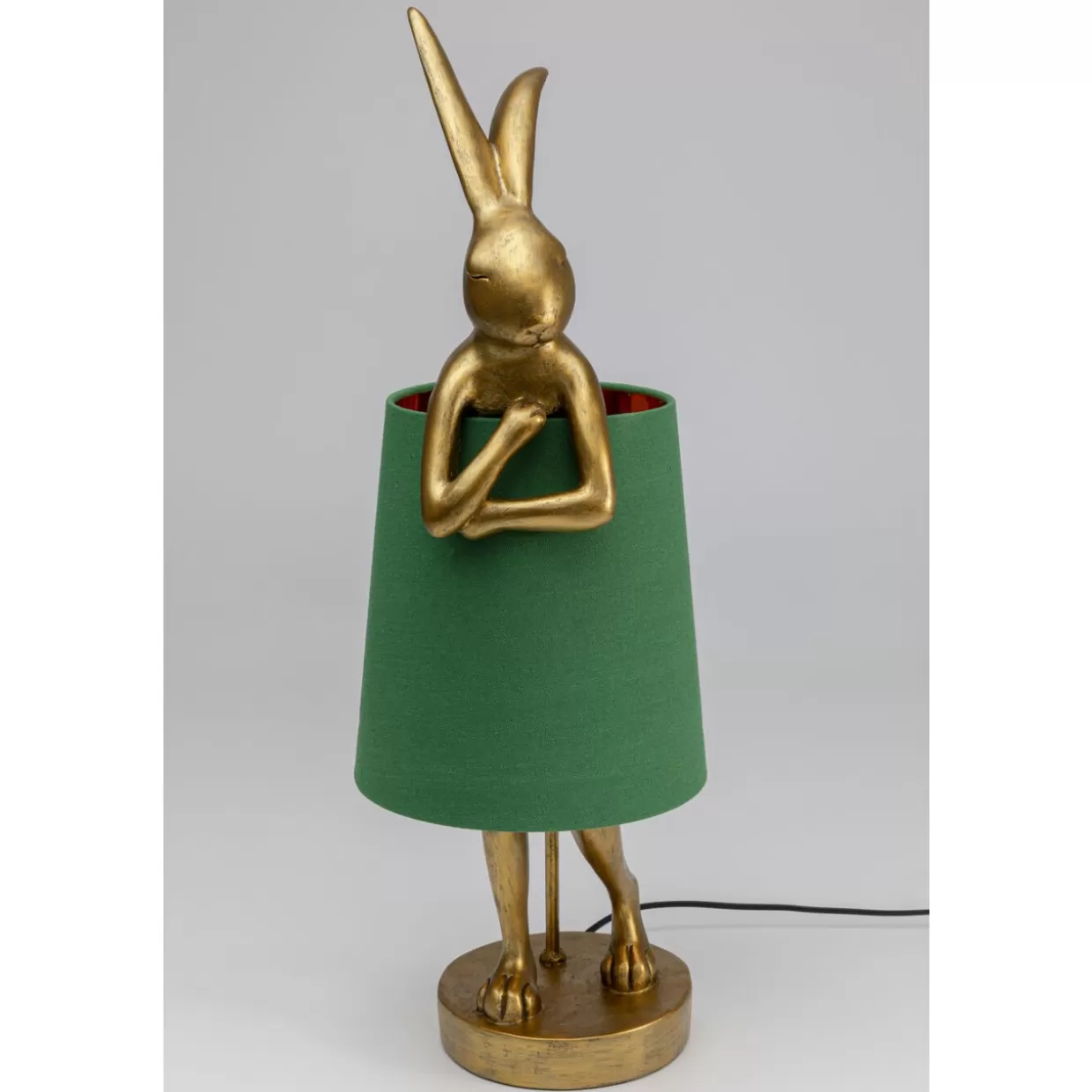 Lampada da Tavolo Elegante con Design Moderno a Forma di Coniglio in Tonalità Oro e Verde, Altezza 68 cm per Arredamento Contemporaneo