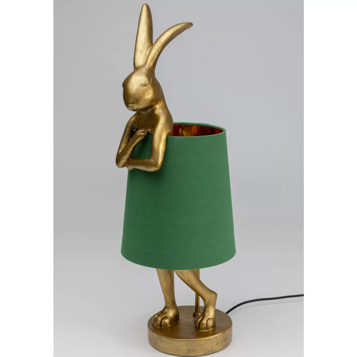 Lampada da Tavolo Elegante con Design Moderno a Forma di Coniglio in Tonalità Oro e Verde, Altezza 68 cm per Arredamento Contemporaneo