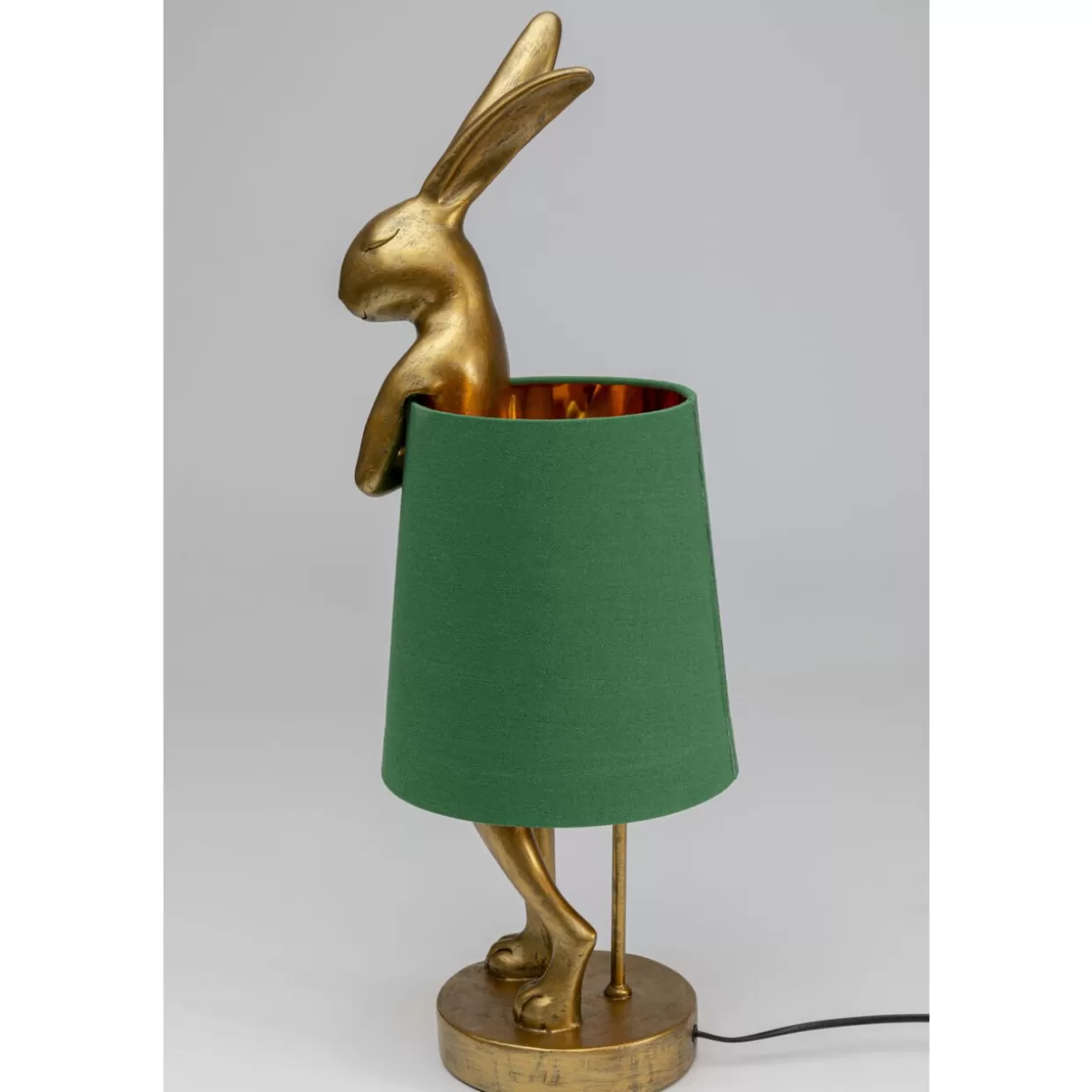 Lampada da Tavolo Elegante con Design Moderno a Forma di Coniglio in Tonalità Oro e Verde, Altezza 68 cm per Arredamento Contemporaneo