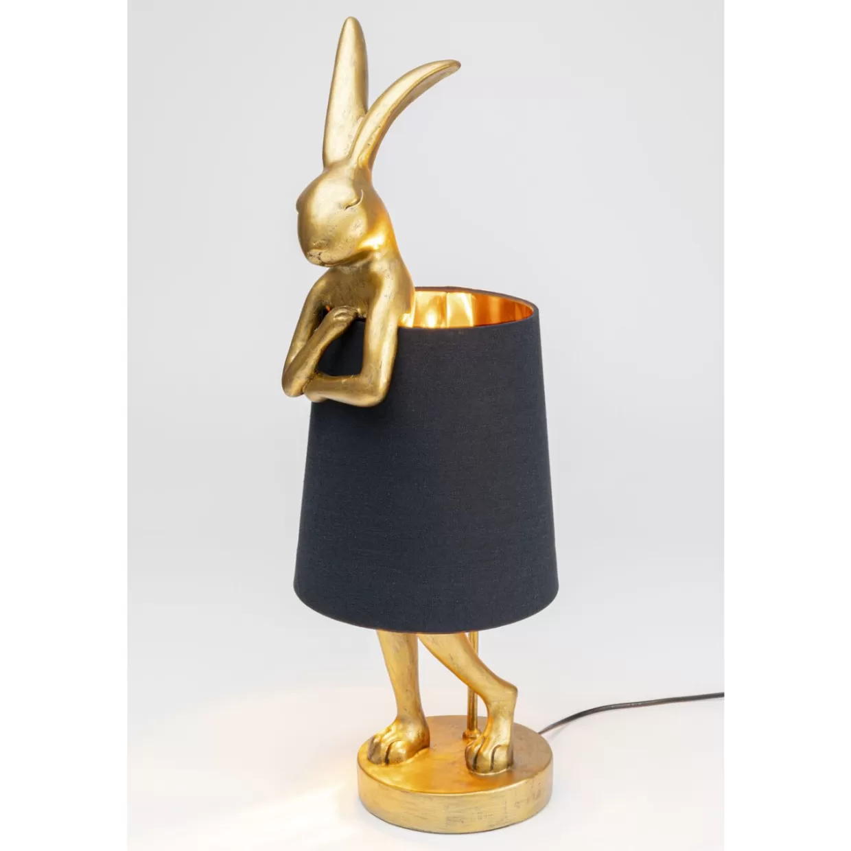 Lampada da Tavolo Coniglio Animale in Oro e Nero - Design Moderno KARE, 68 cm per Arredo Contemporaneo