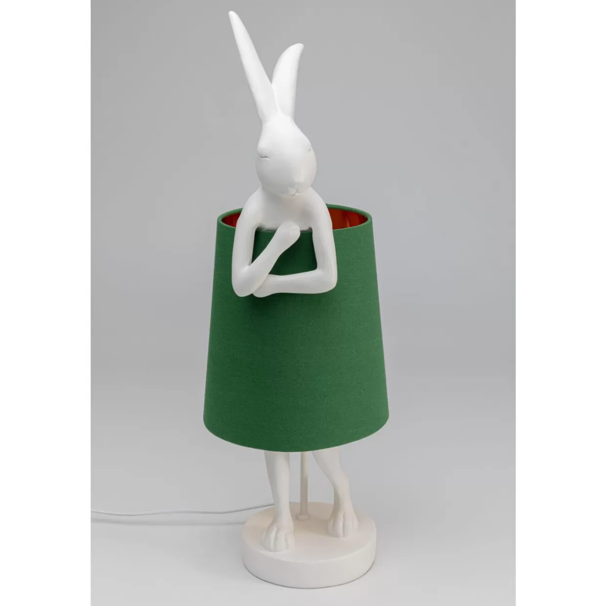 Lampada da Tavolo Design KARE - Coniglio Animale in Bianco e Verde, Altezza 68 cm per Arredamento Moderno