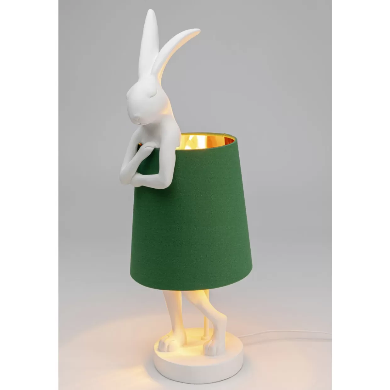 Lampada da Tavolo Design KARE - Coniglio Animale in Bianco e Verde, Altezza 68 cm per Arredamento Moderno