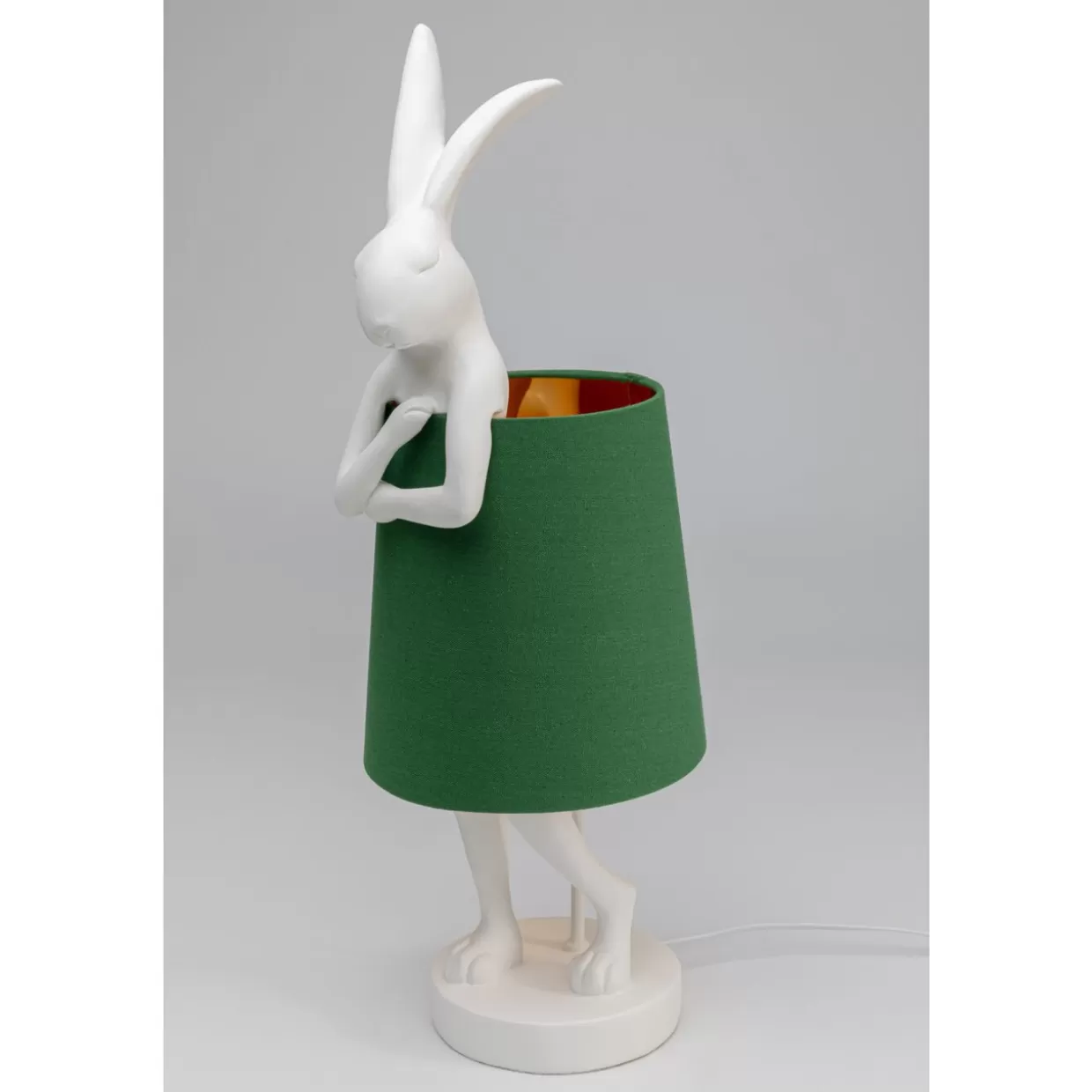 Lampada da Tavolo Design KARE - Coniglio Animale in Bianco e Verde, Altezza 68 cm per Arredamento Moderno