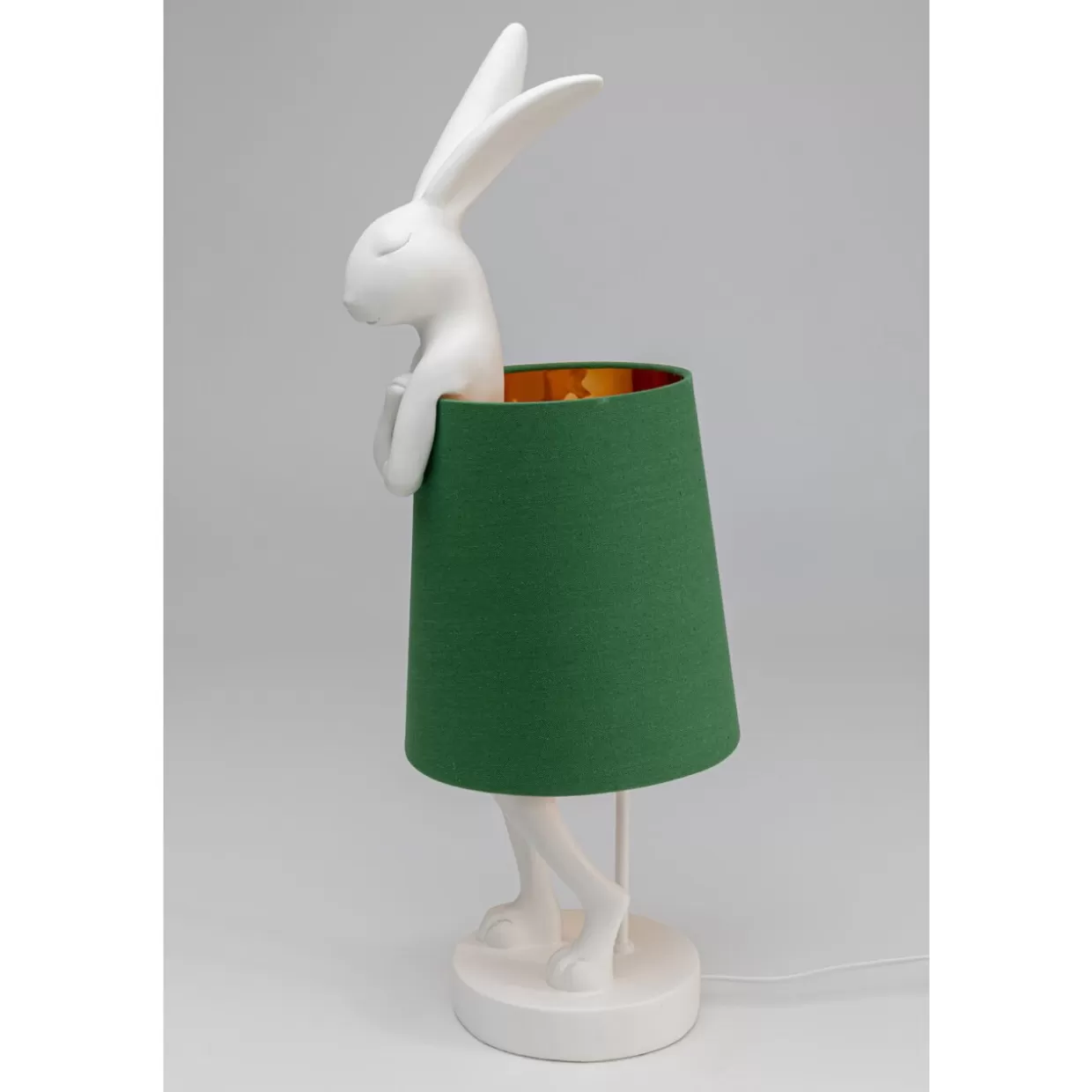 Lampada da Tavolo Design KARE - Coniglio Animale in Bianco e Verde, Altezza 68 cm per Arredamento Moderno
