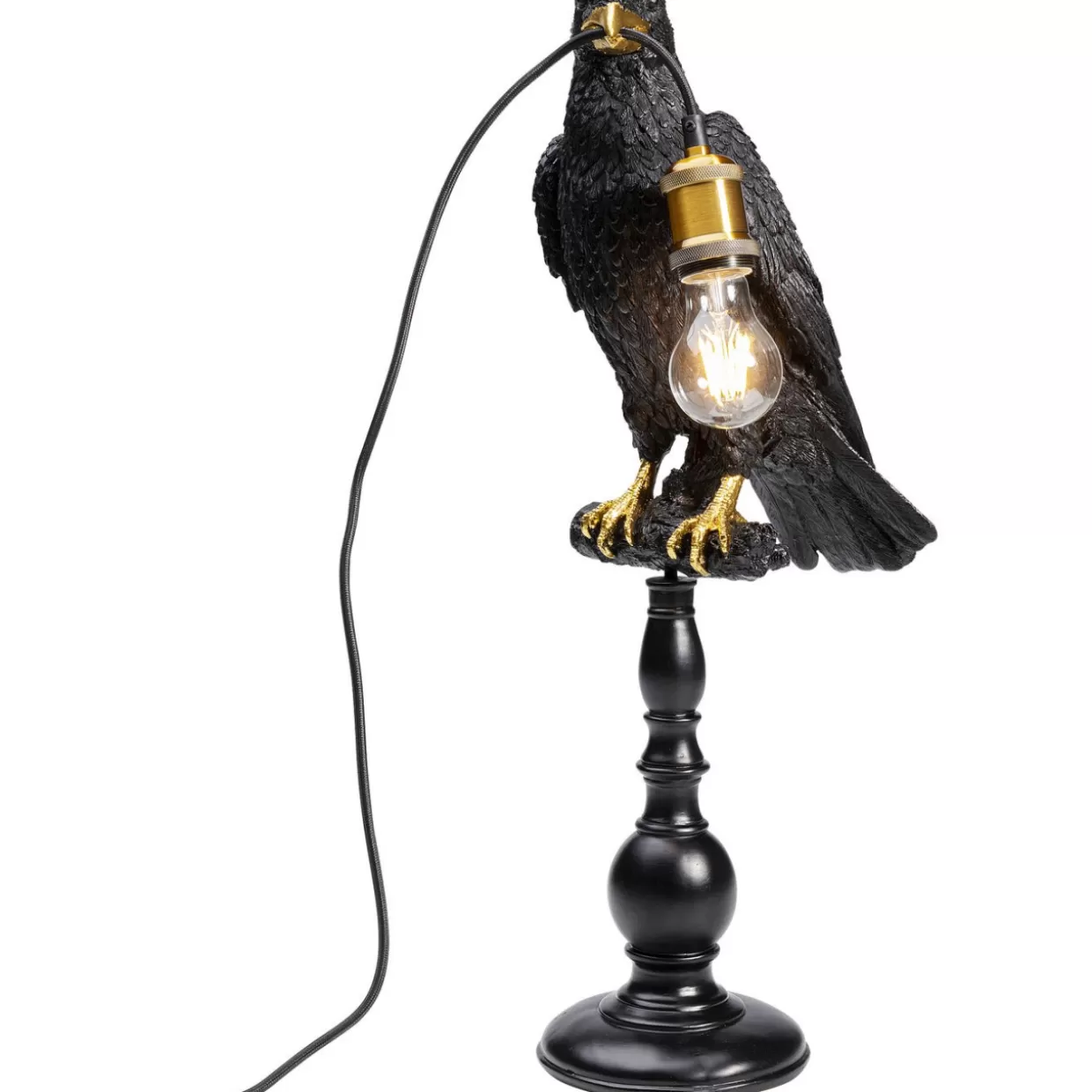 Lampada da Tavolo Design Elegante con Corvo Seduto - Nero Opaco per Arredamento Moderno | KARE Collection