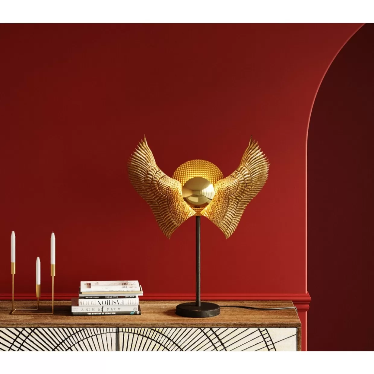 Lampada da Tavolo Bird Wings con Ali Decorativi - Design Moderno KARE, 76 cm