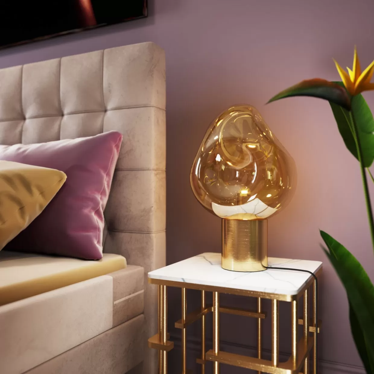 Lampada da Tavolo Dough in Oro - Design KARE per Arredamenti Moderni
