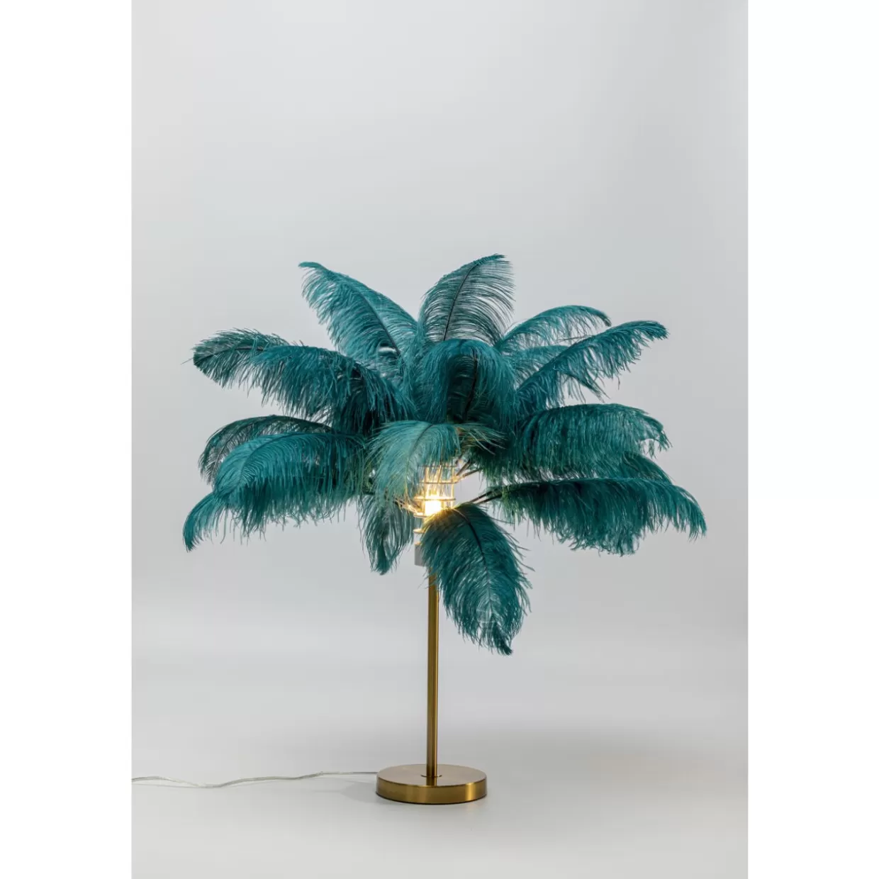 KARE Design - Lampada da Tavolo Moderna Feather Palm in Verde, 60 cm - Design Accattivante con Stelo Sottile per Ambienti Stilosi