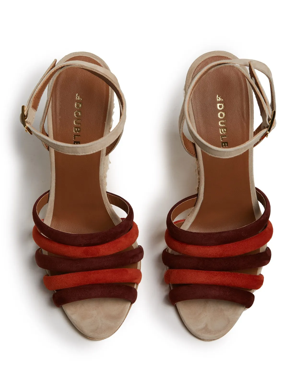 Nuova Collezione La DoubleJ: Scarpe con Zeppa in Paglia Intrecciata Artigianale, Dettagli Multicolore su Sfondo Ecru - Stile Unico per Estate 2024