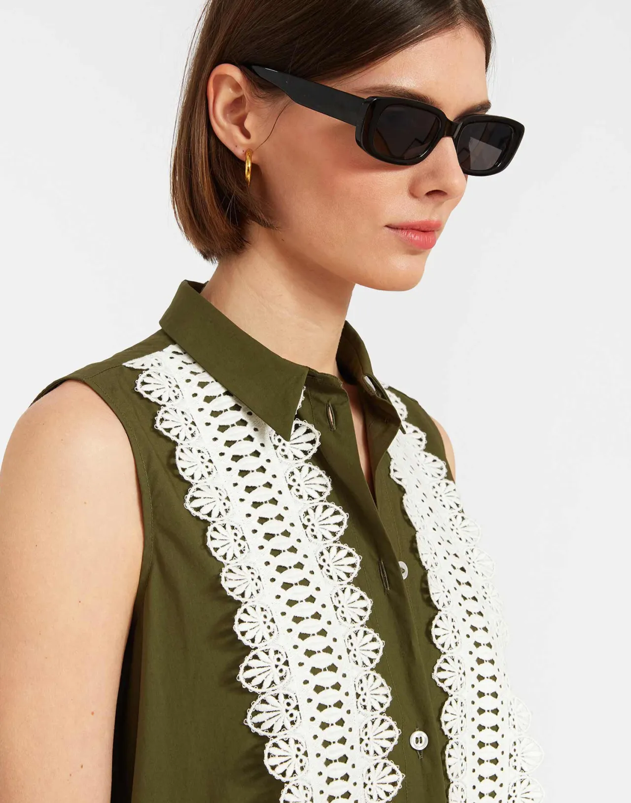 Abito Tootsie La DoubleJ - Design Mimetico Unicolore in Fresco Poplin con Nastri di Pizzo Romantici