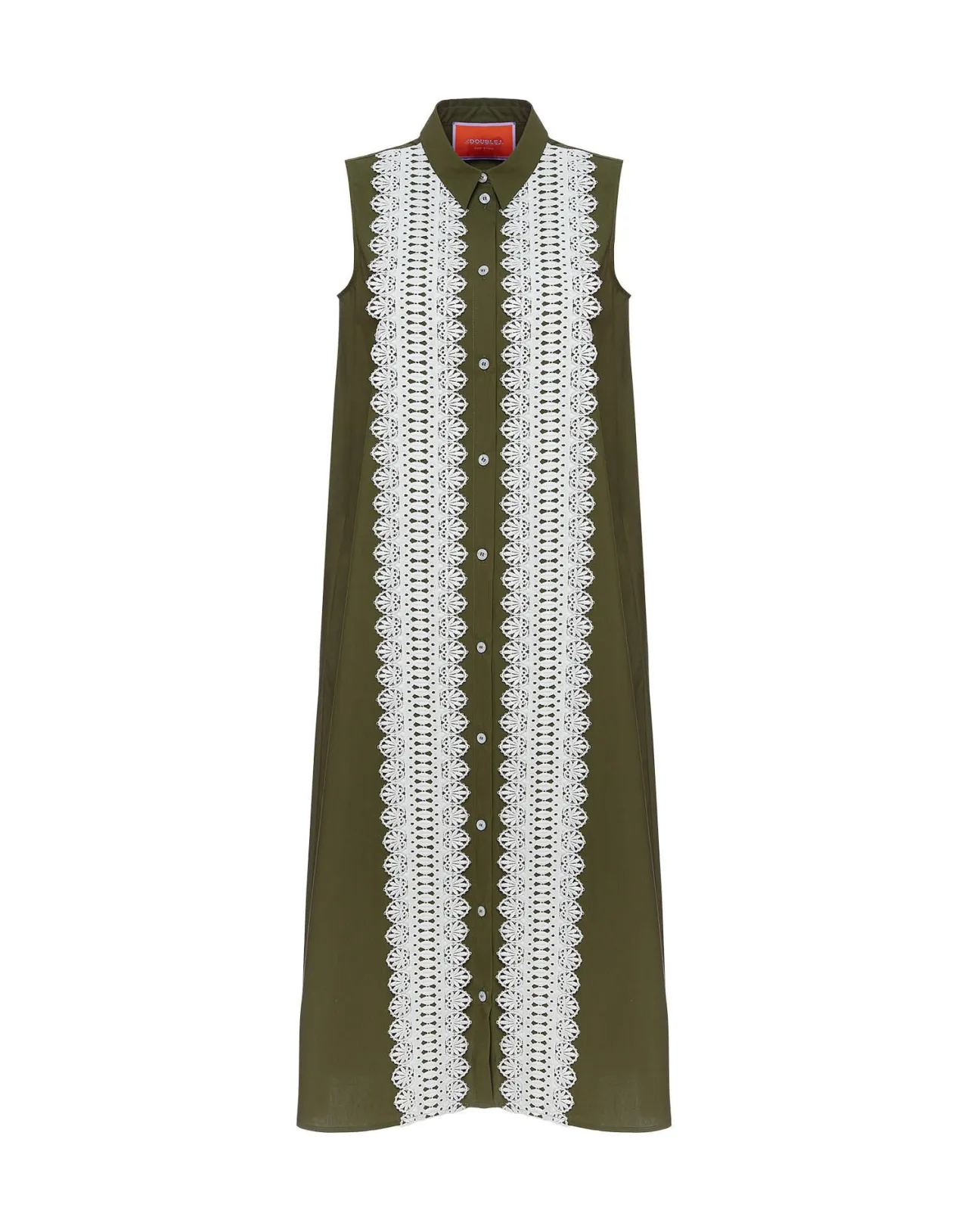 Abito Tootsie La DoubleJ - Design Mimetico Unicolore in Fresco Poplin con Nastri di Pizzo Romantici