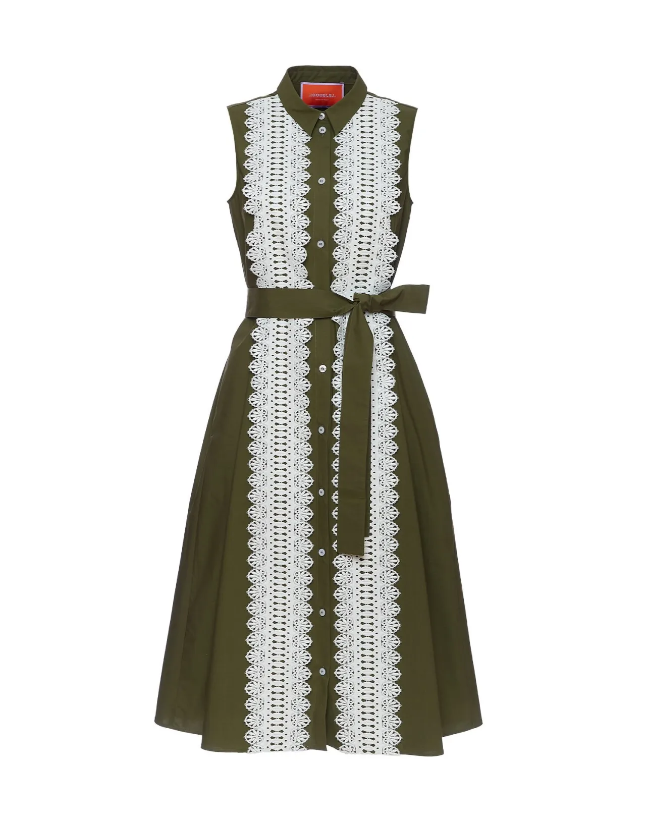 Abito Tootsie La DoubleJ - Design Mimetico Unicolore in Fresco Poplin con Nastri di Pizzo Romantici