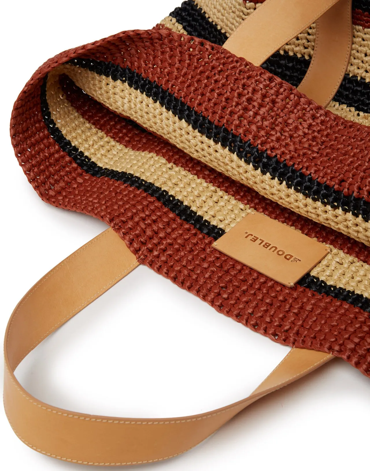 Borsa Tote La DoubleJ in Raffia Artigianale - Nero con Sfumature Vivaci, Accessorio Estivo Unisex per Ogni Occasione