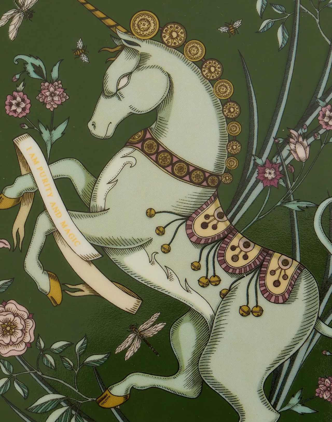 Vassoio Decorativo Unicorno Magico in Porcellana Verde Scuro - Collezione Esclusiva La DoubleJ