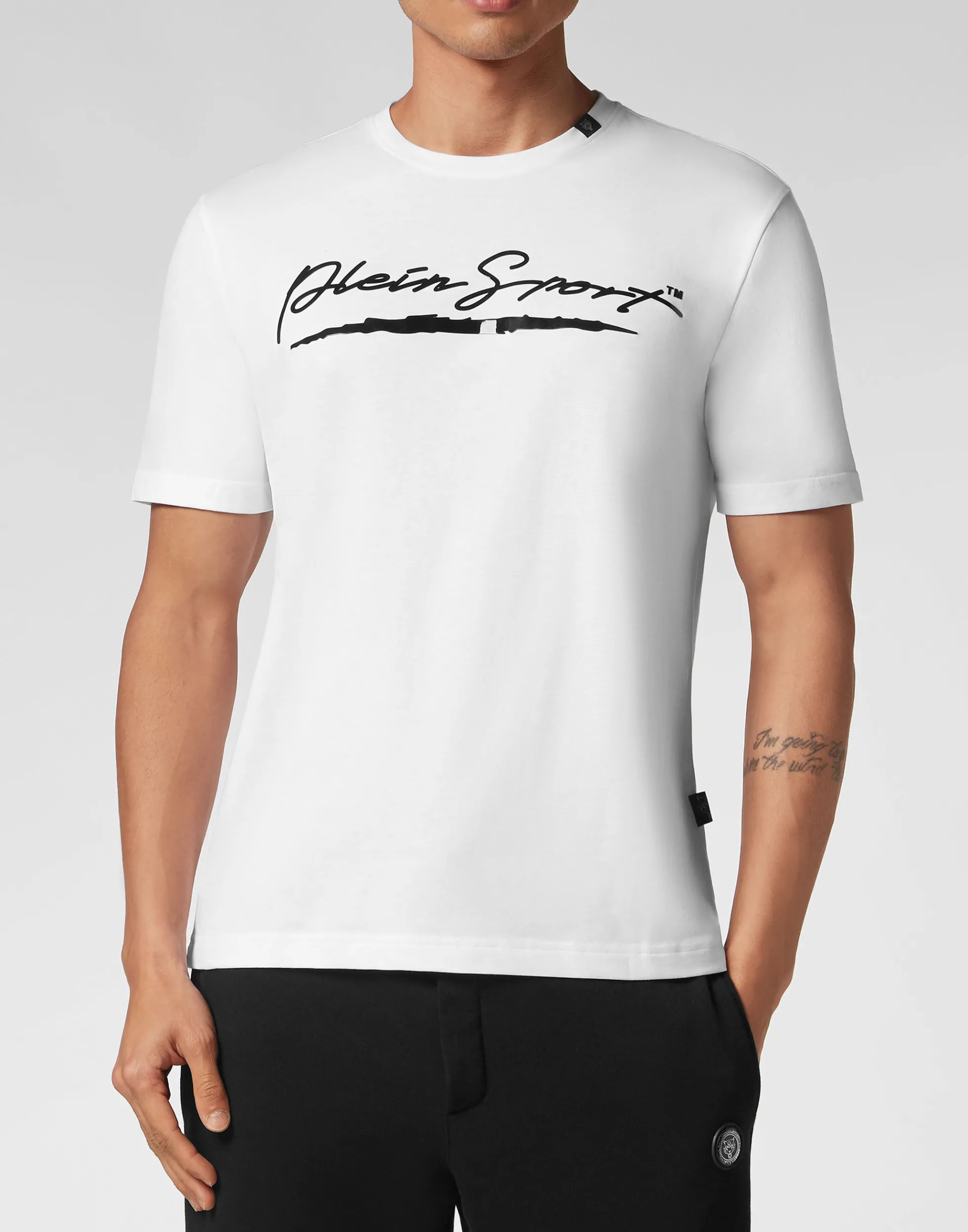 Plein Sport Uomo - Maglietta Sportiva Essential Scollo Tondo in Cotone per Allenamento Casual