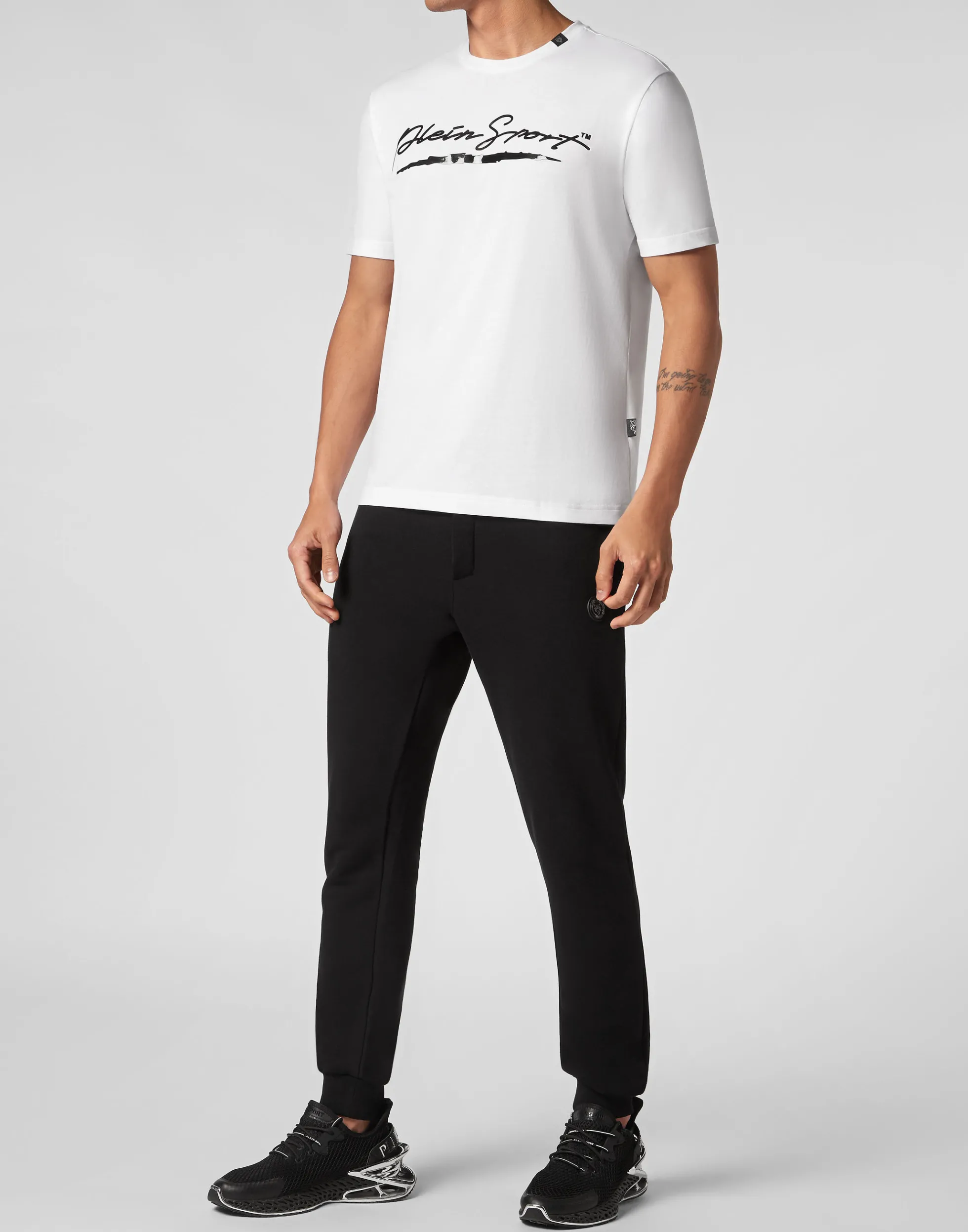 Plein Sport Uomo - Maglietta Sportiva Essential Scollo Tondo in Cotone per Allenamento Casual