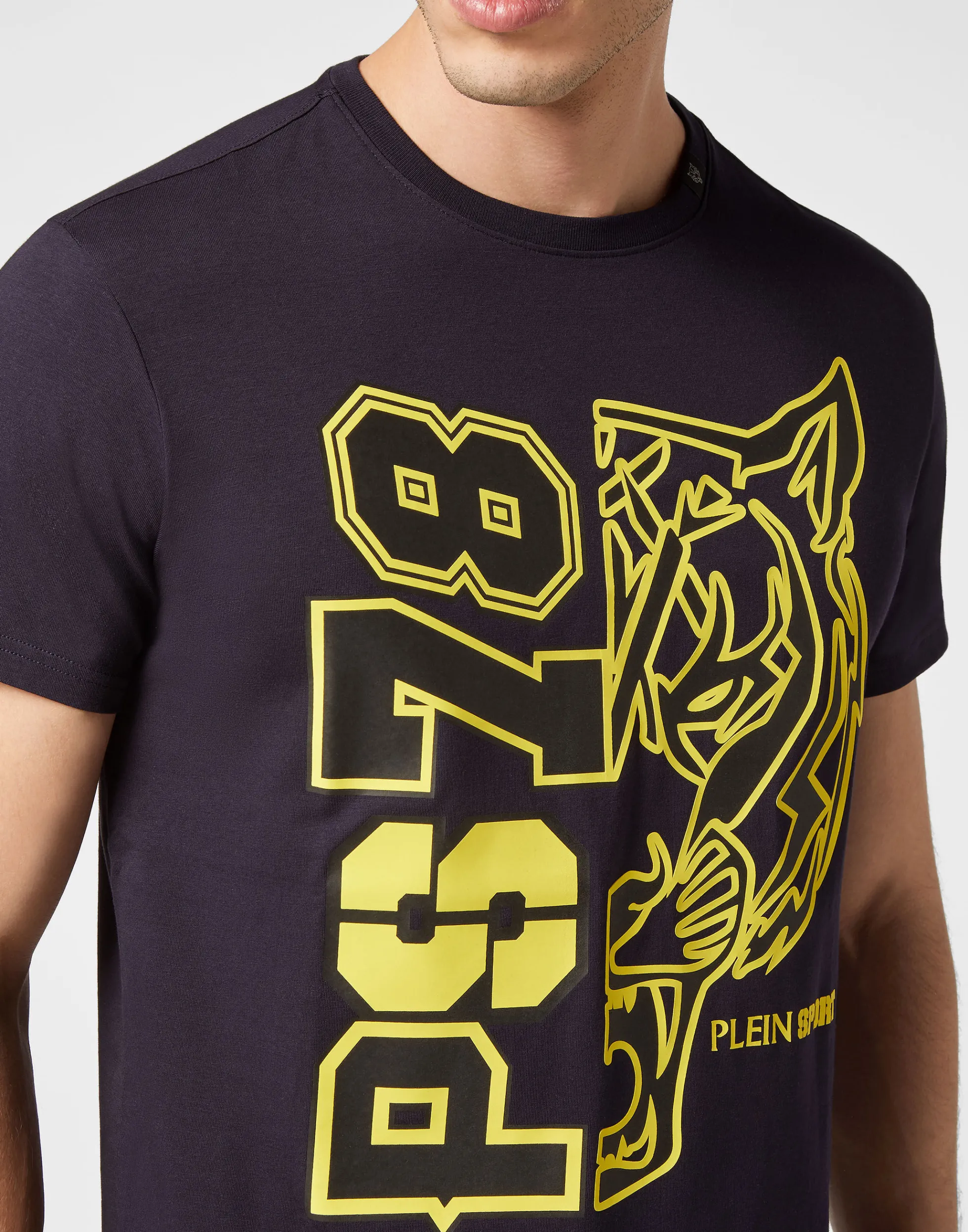 Plein Sport Uomo - Maglietta Sportiva Essenziale con Collo Tondo per Allenamento e Stile Casual