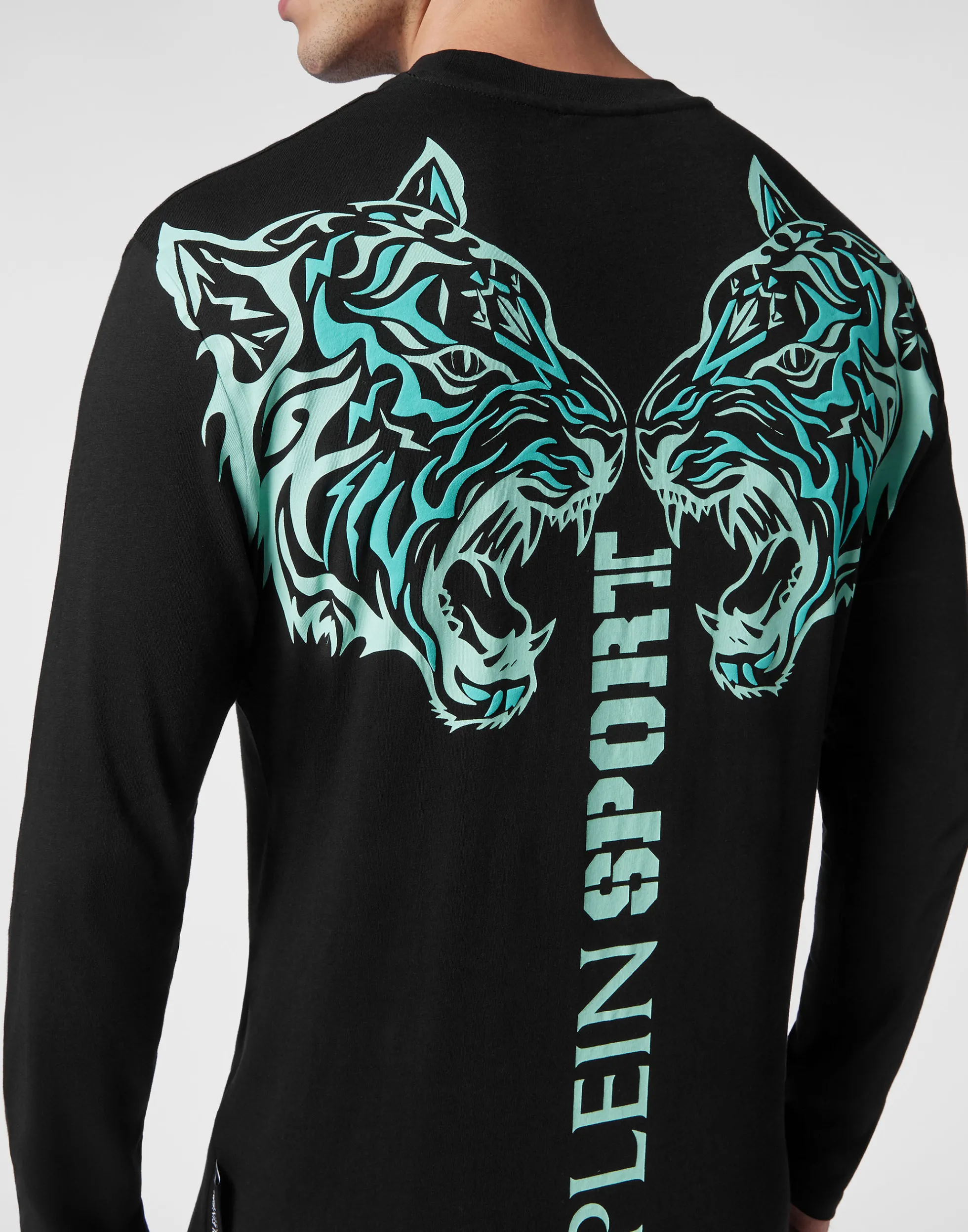 Maglietta Uomo a Manica Lunga Sportiva - Stampa Tigre Avvolgente con Scollo Tondo | Abbigliamento Casual Premium di Plein Sport per Stile Urbano e Confezione Comfort