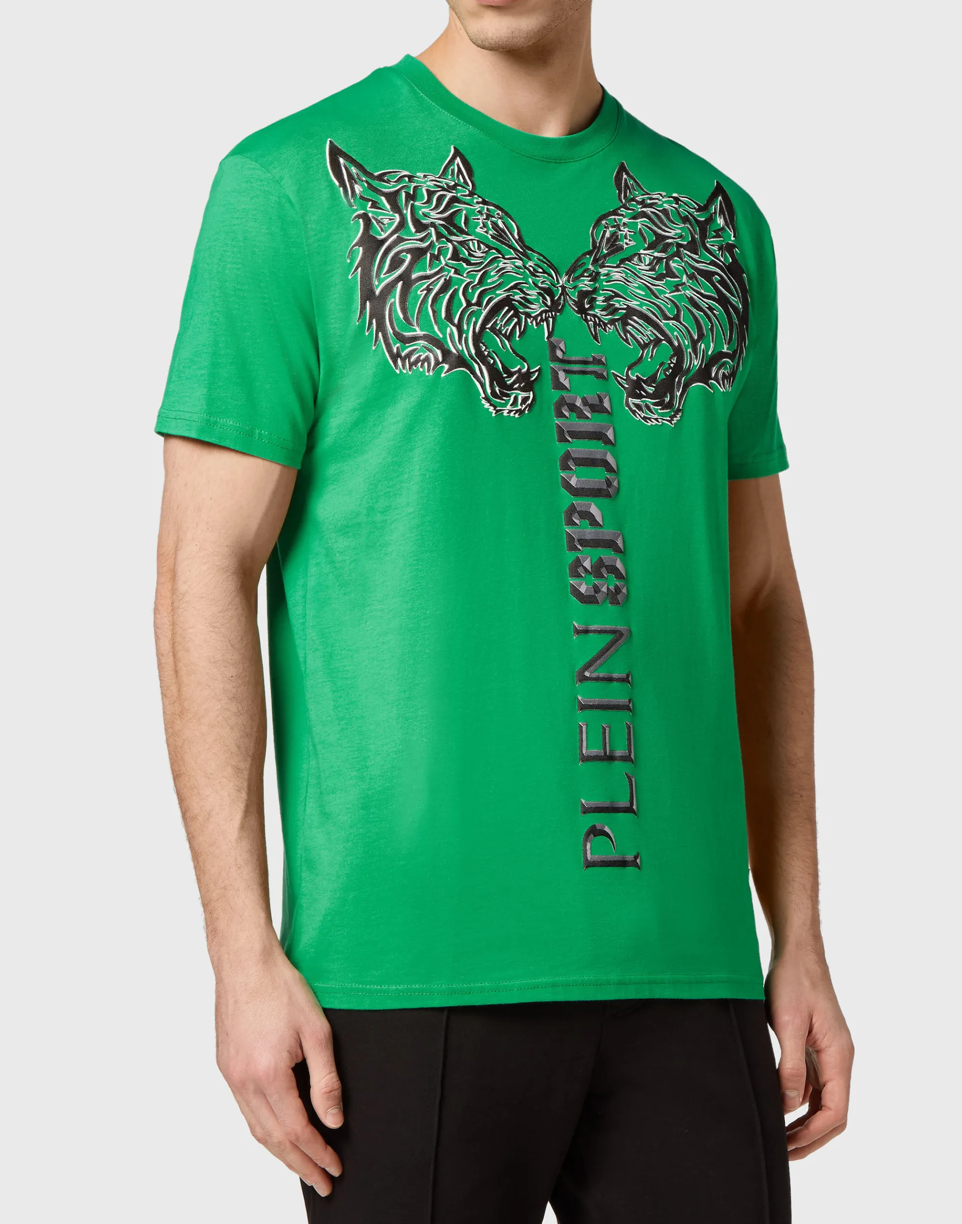 Maglietta Uomo Sportiva Plein con Stampa Tigre e Scollo Tondo
