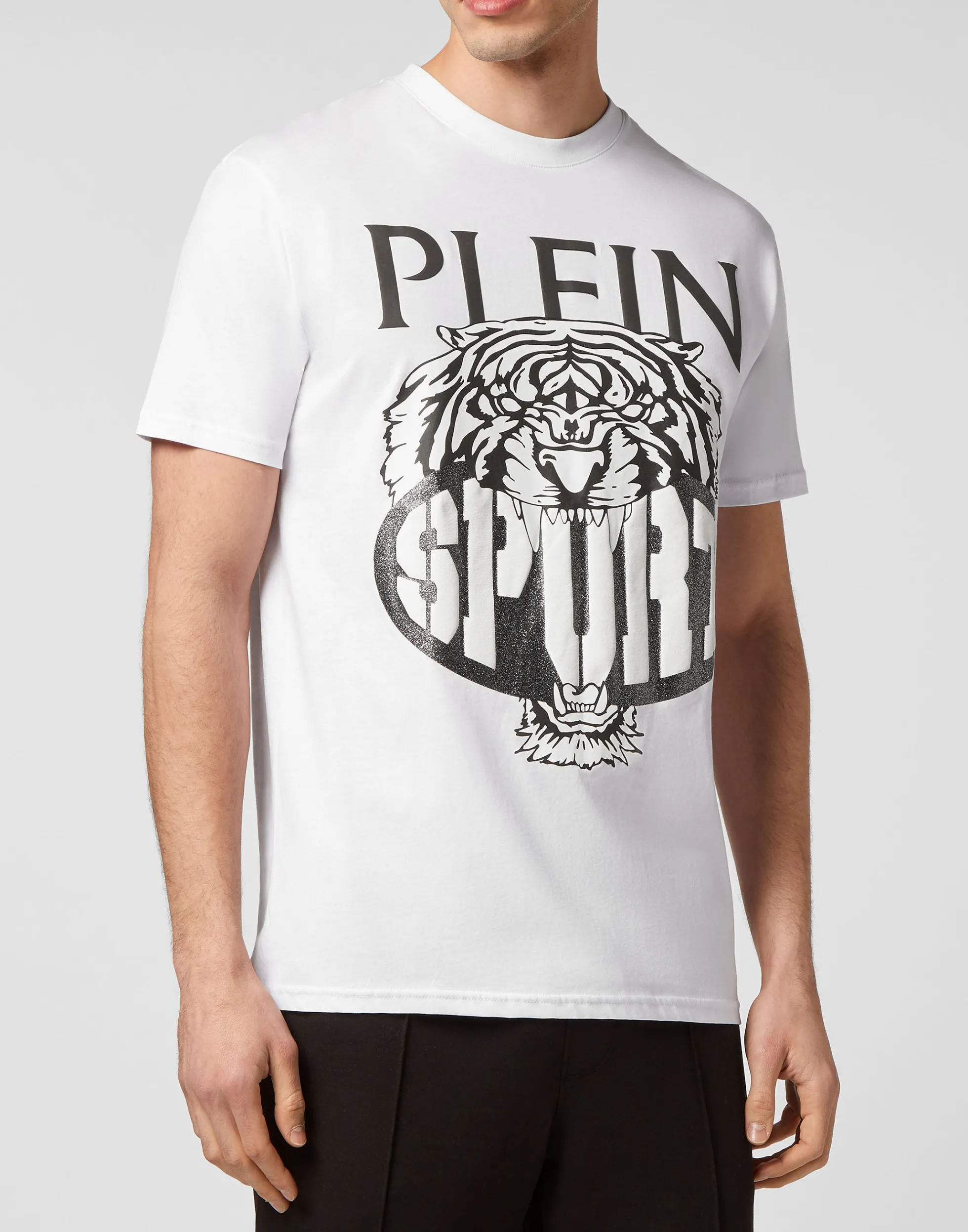Maglietta Sportiva Uomo Manica Corta con Stampa Tiger - Design Classico a Scollo Tondo