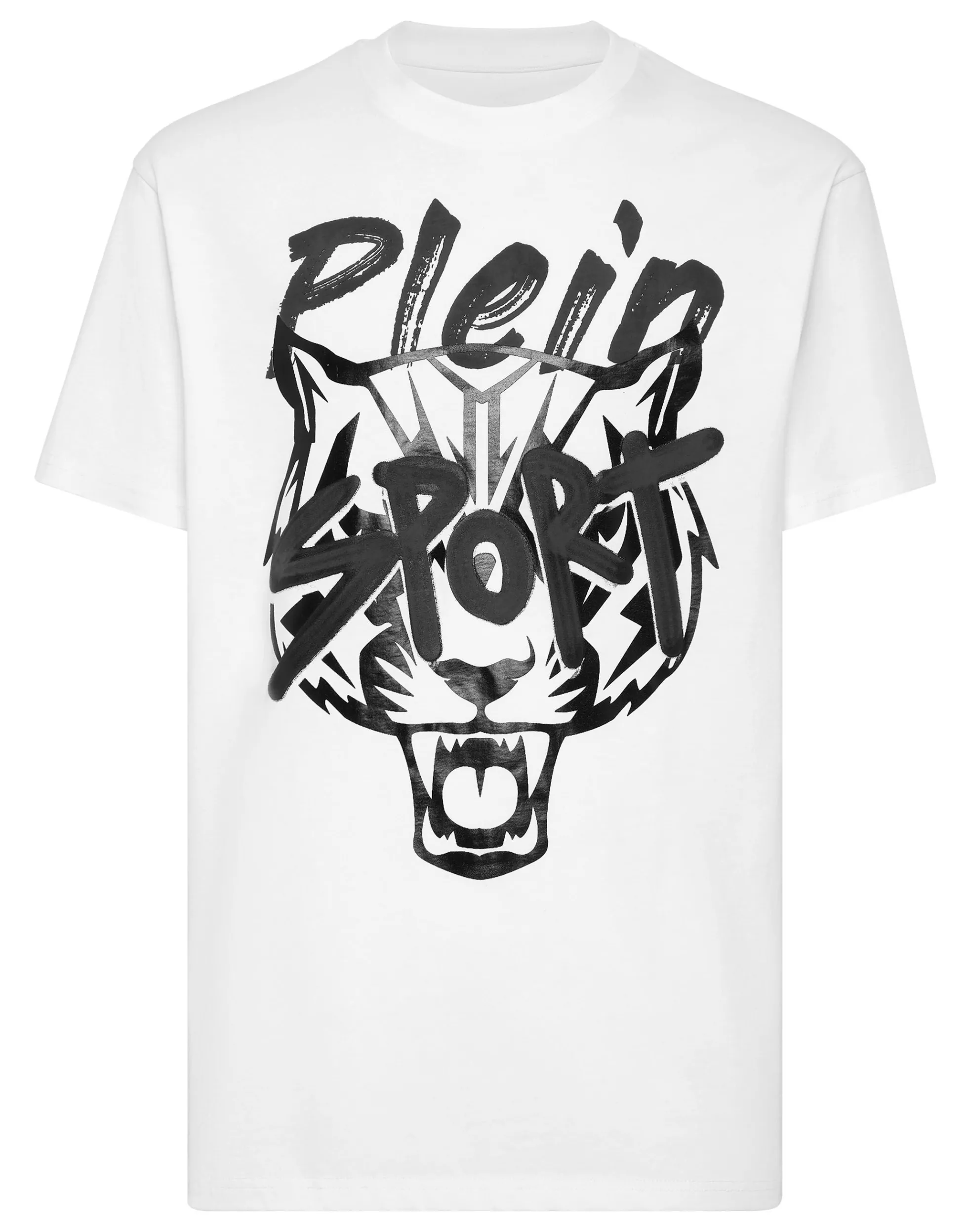 Maglietta Uomo Casual Plein Sport con Grafica Tigre Streetwear - Stile Graffiti Urbano Collo Tondo per Look Sportivo e Audace