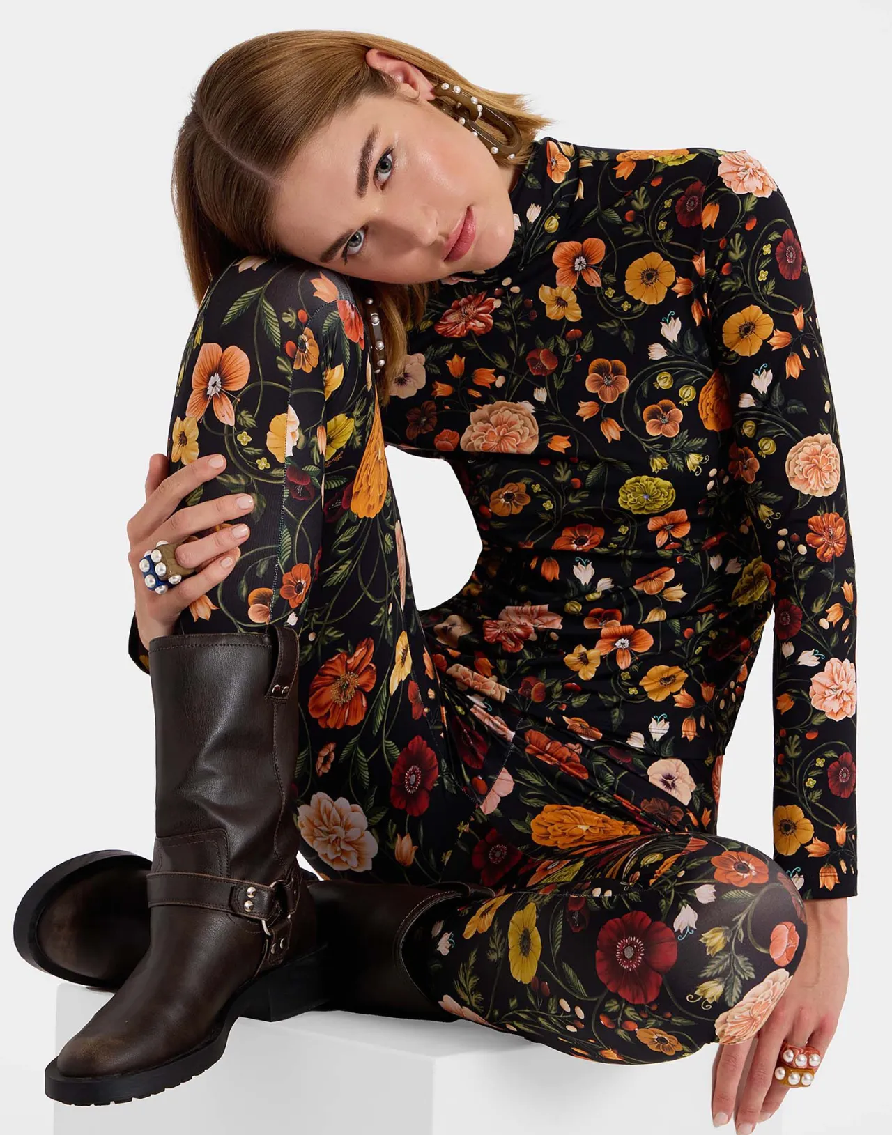 La DoubleJ - Dolcevita Ispirato a Botticelli in Jersey Slim Nero