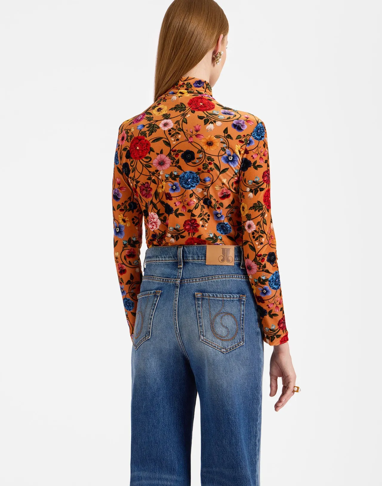 Dolcevita con Stile Botticelli in Velluto Elasticizzato Confortevole - Tonalità Ruggine Autunnale by La DoubleJ
