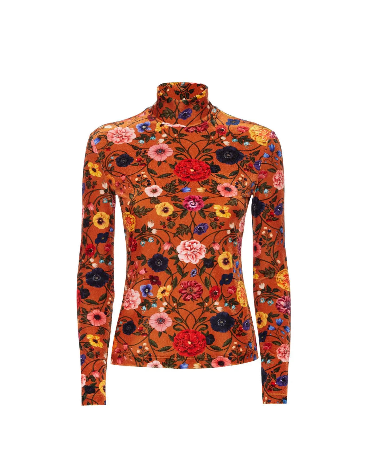 Dolcevita con Stile Botticelli in Velluto Elasticizzato Confortevole - Tonalità Ruggine Autunnale by La DoubleJ