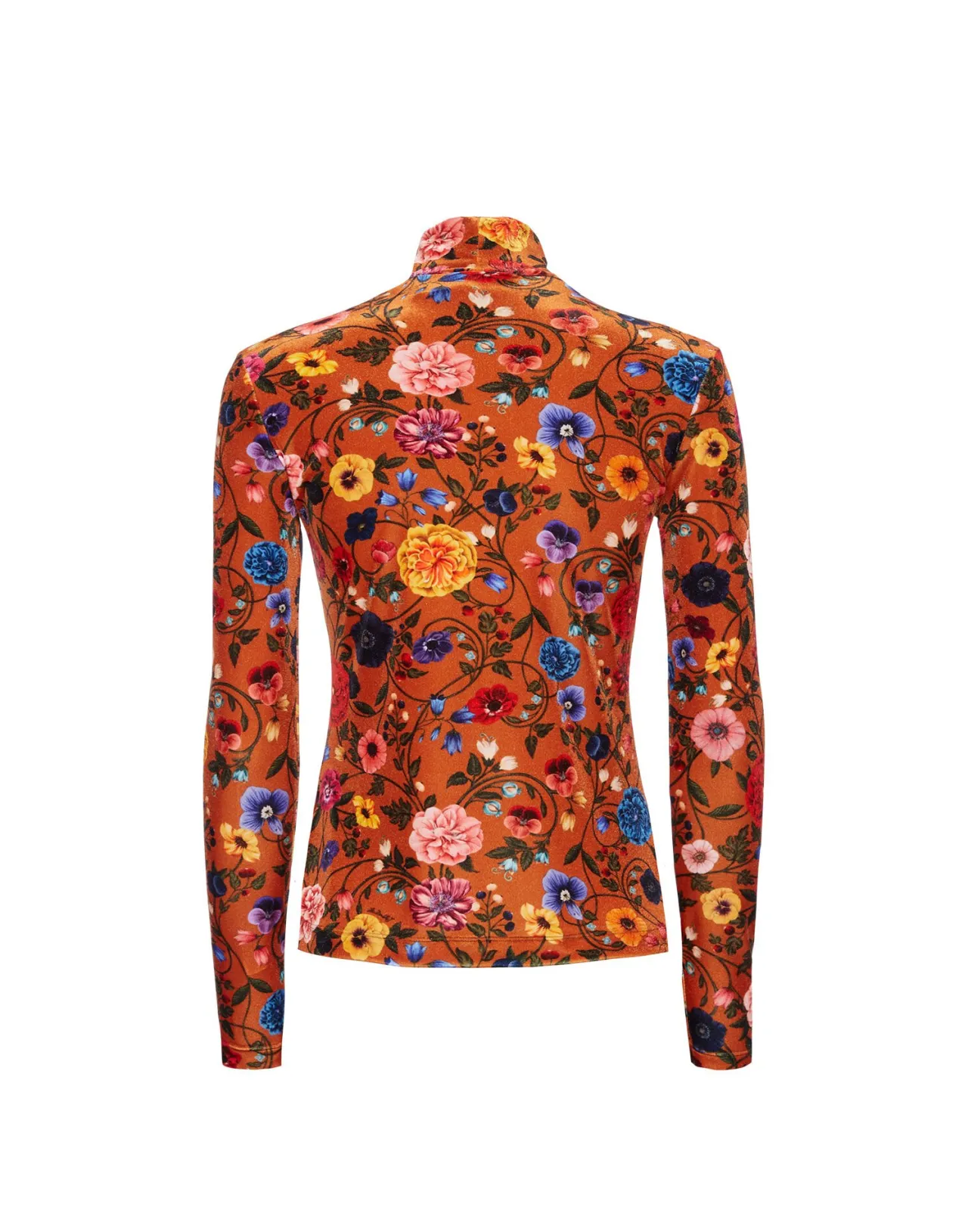 Dolcevita con Stile Botticelli in Velluto Elasticizzato Confortevole - Tonalità Ruggine Autunnale by La DoubleJ