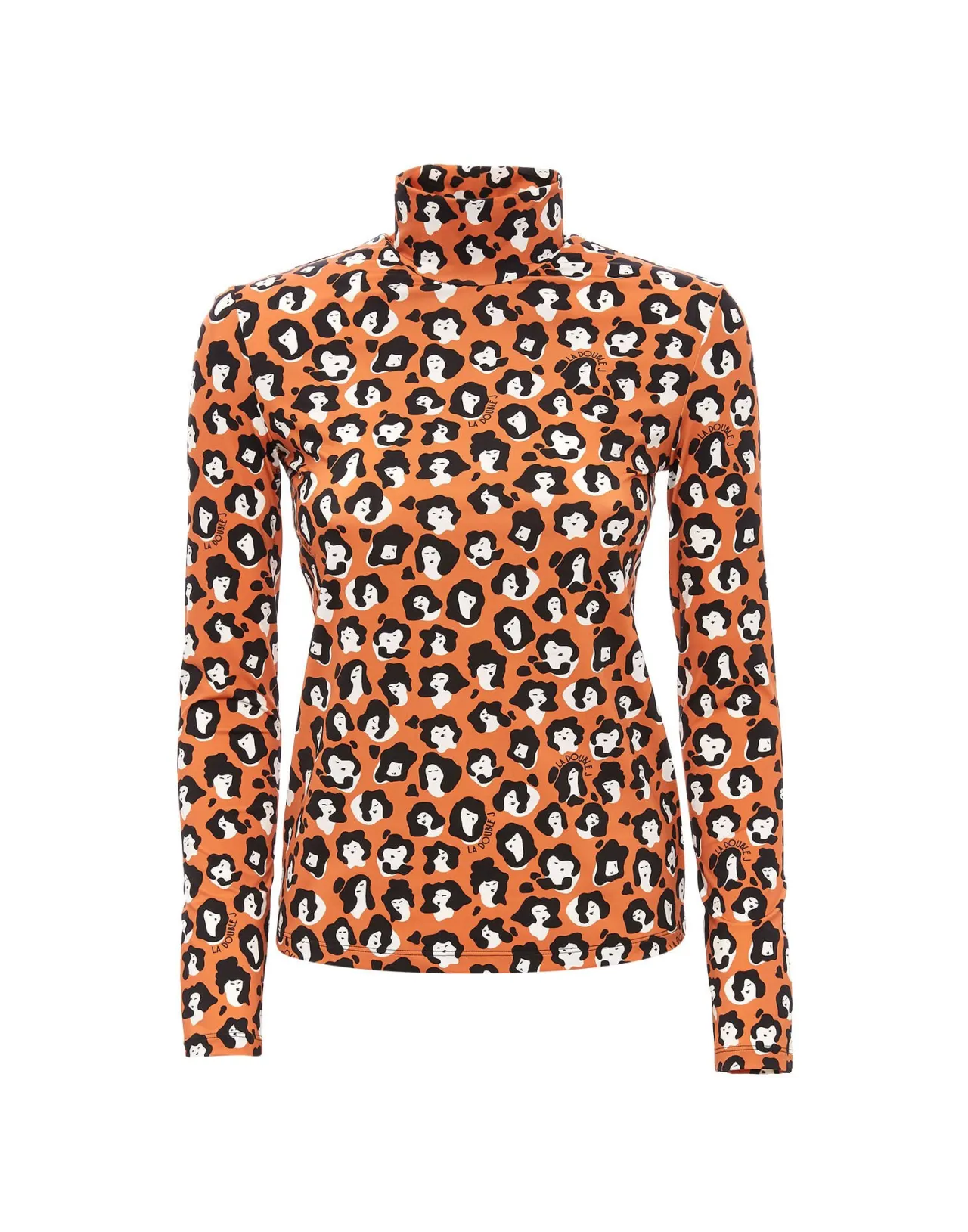 Elegante Maglia Collo Alto Leopardo - Jersey Slim di Lusso by La DoubleJ Lady