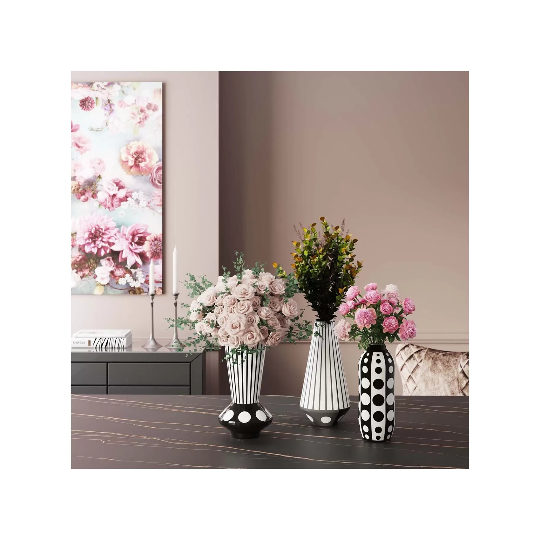 Cheap Vase Brillar Cylinder Noir Et Blanc 44cm   Vase