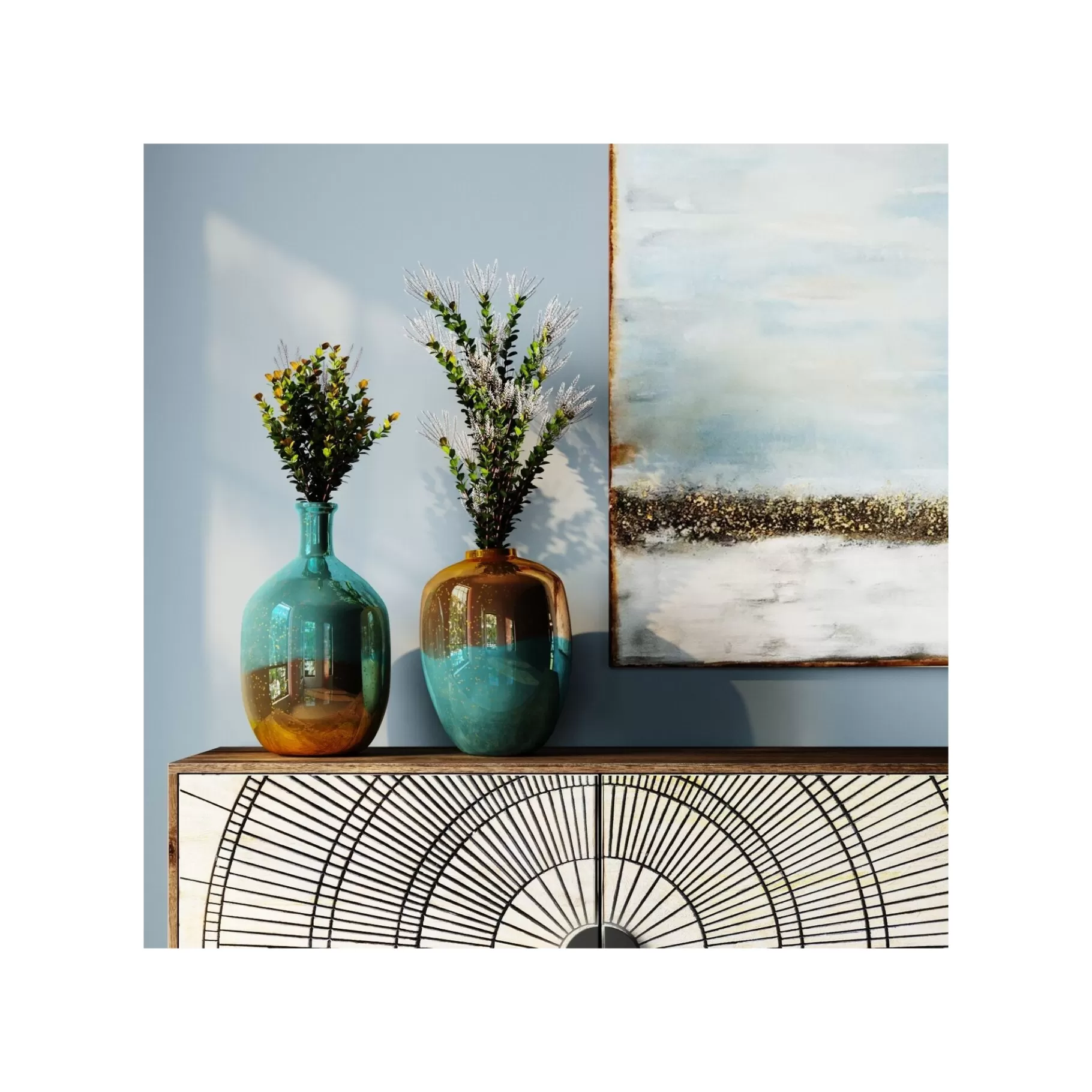 Sale Vase Lizy Bleu Et Doré 50cm   Vase