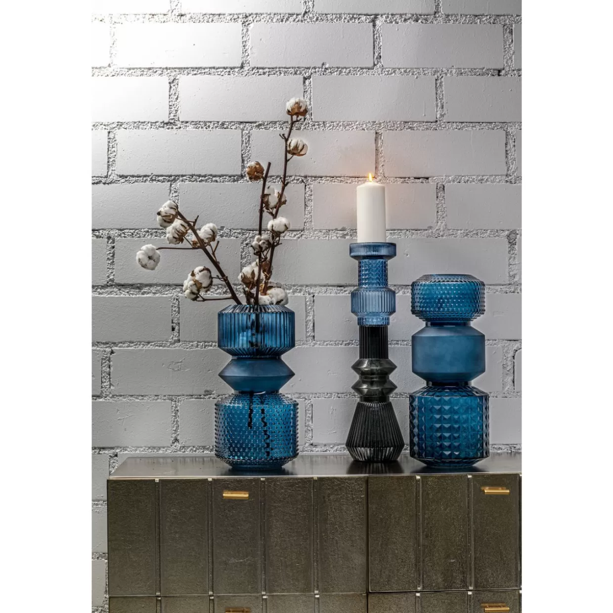 KARE Design - Vaso Moderno Duo Meraviglioso in Tonalità Blu, Altezza 42 cm