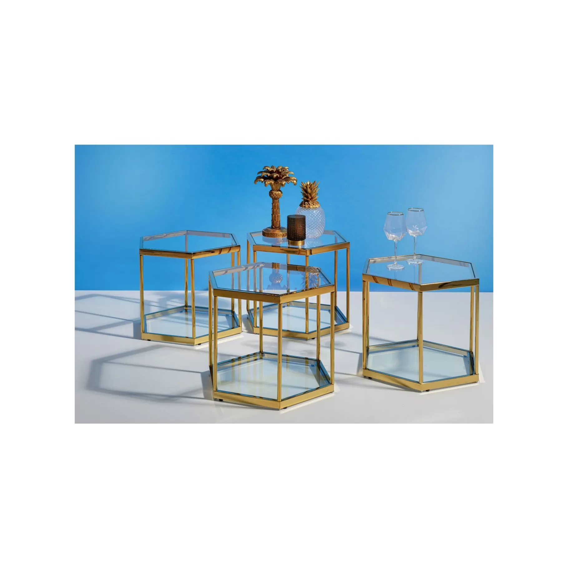 Store Verres à Vin Diamond Dorés Set De 4   Vaisselle